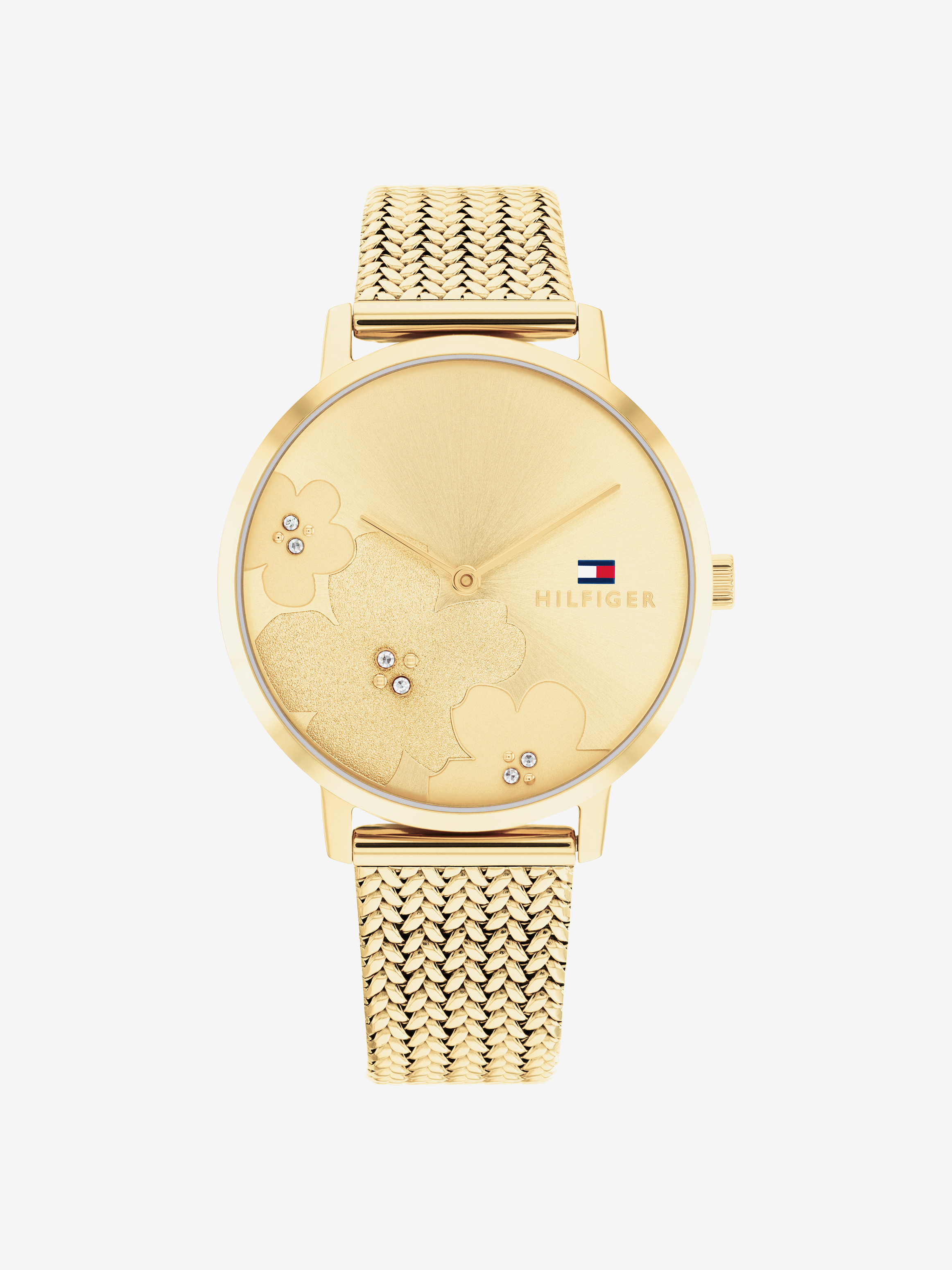 Tommy Hilfiger Tea Le Womens Champagne Dial, Ionic Plated Thin Gold Steel Watch, 35 mm