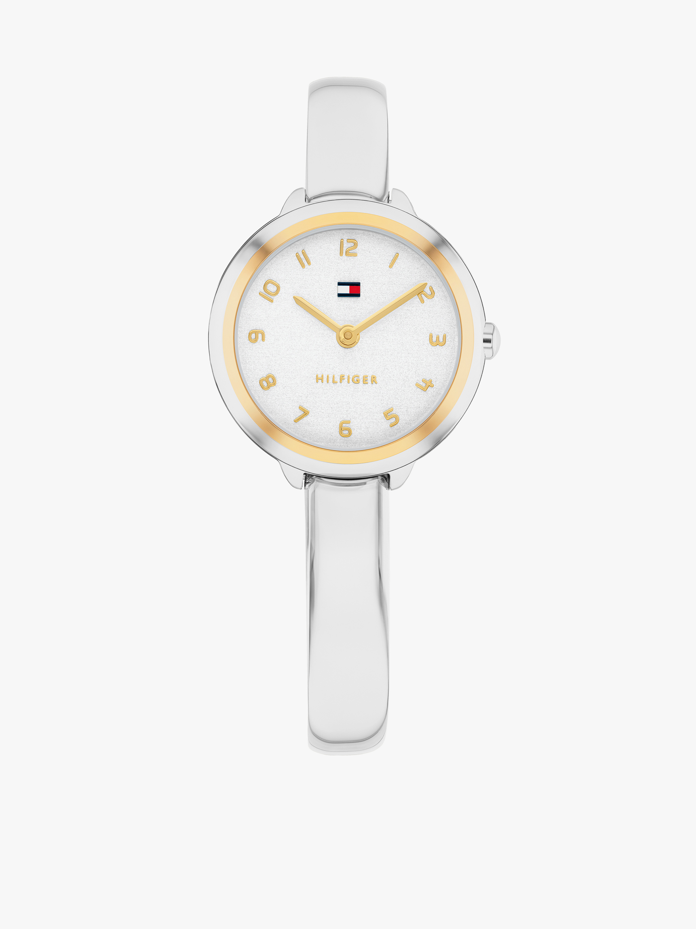 Tommy Hilfiger Silver White Demi Bangle Women’s 26mm Watch — Silver