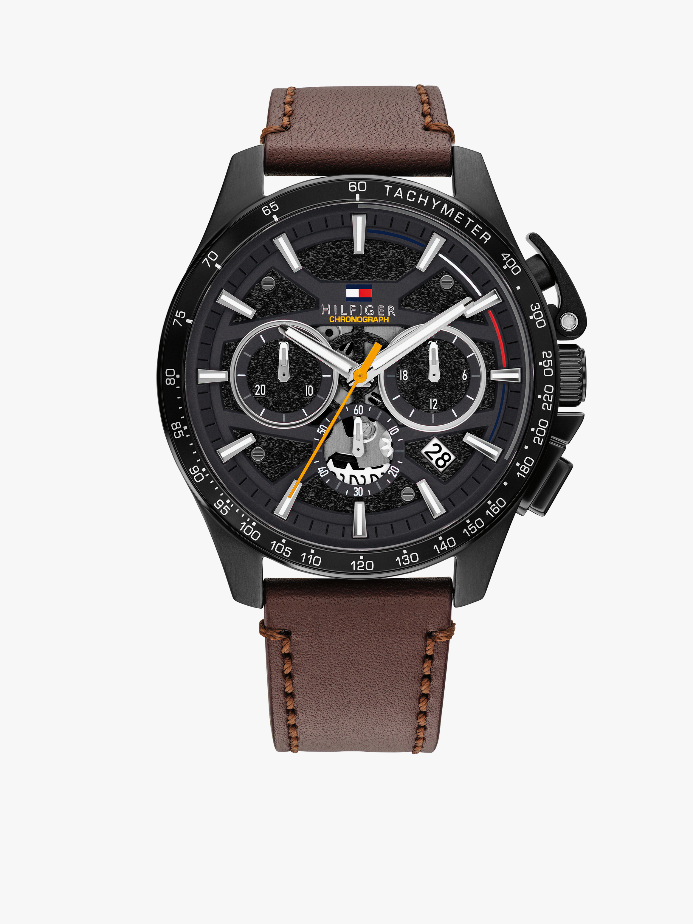 Tommy Hilfiger Men's Bank 44mm Black IP Chronograph Watch — Black