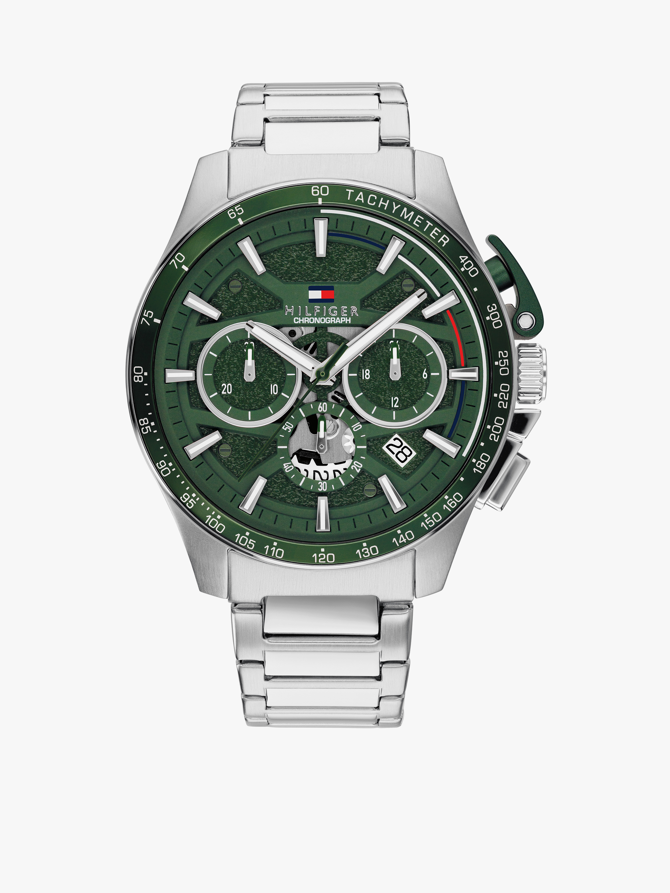 Tommy Hilfiger Men's Bank 44mm Stainless Steel Chronograph Watch — Green