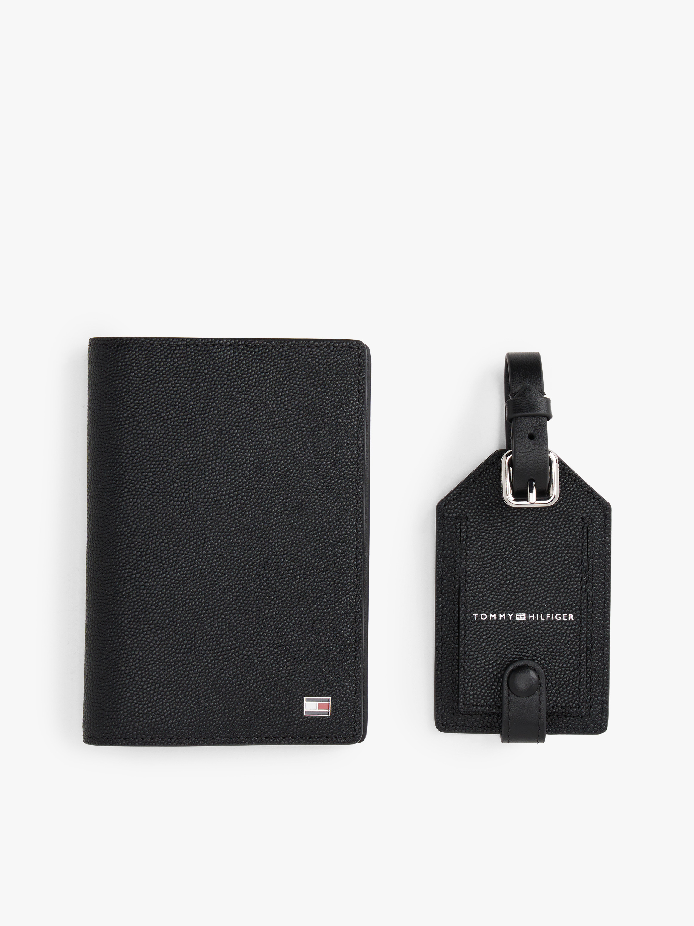 Leather Passport Holder and Luggage Tag — BLACK