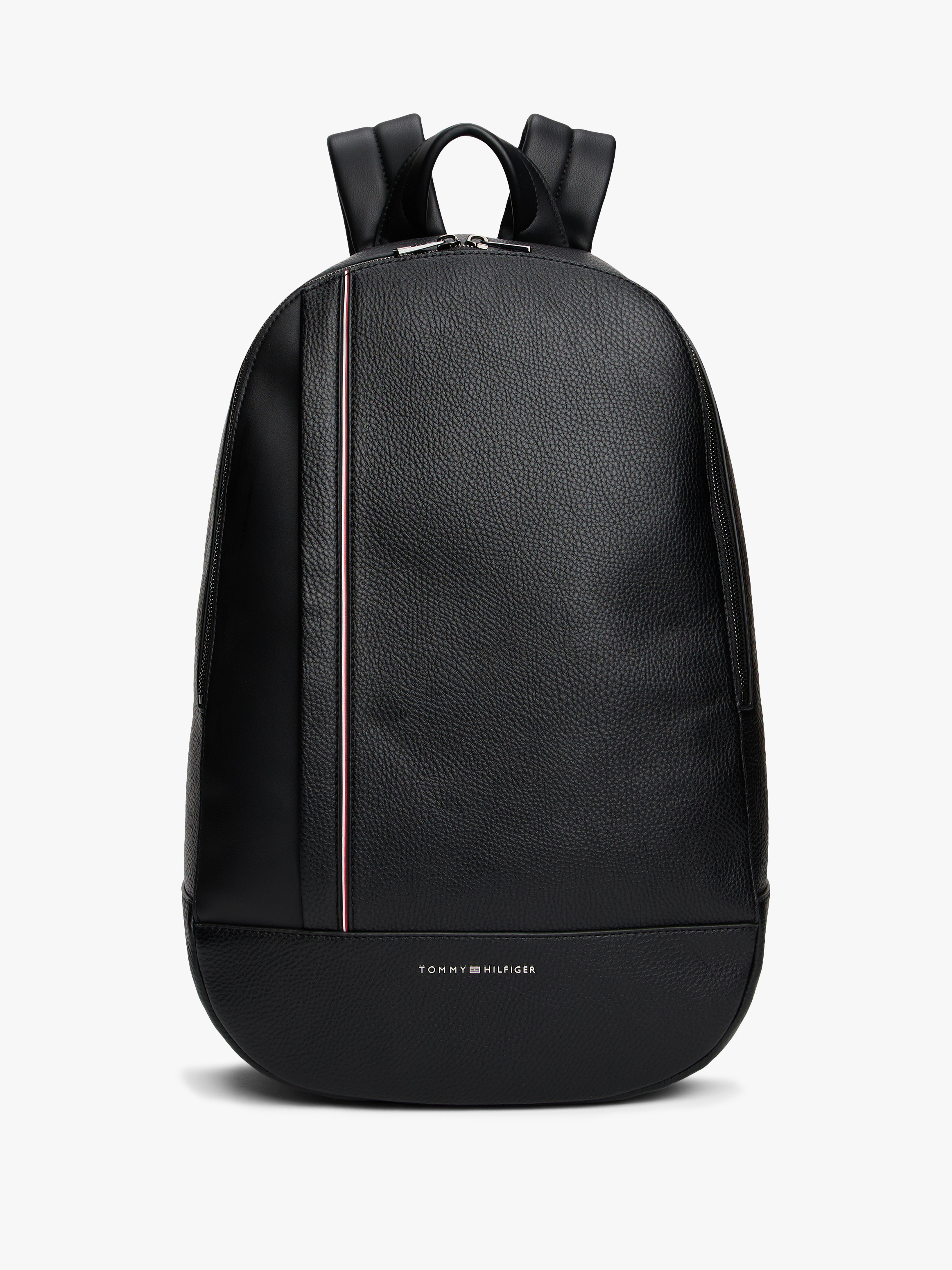 Metal Logo Pebble Grain Backpack — BLACK