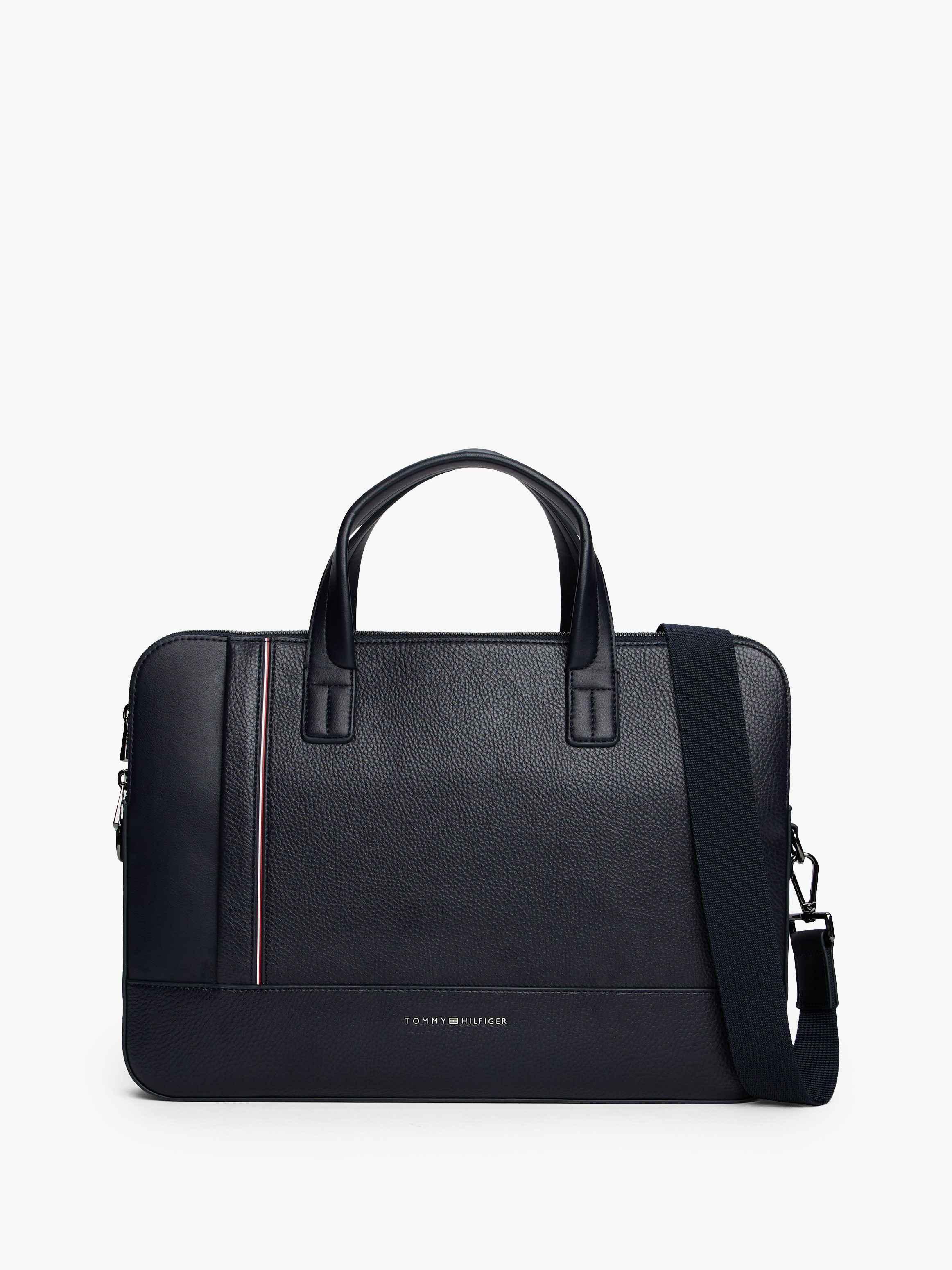 Metal Logo Pebble Grain Laptop Bag