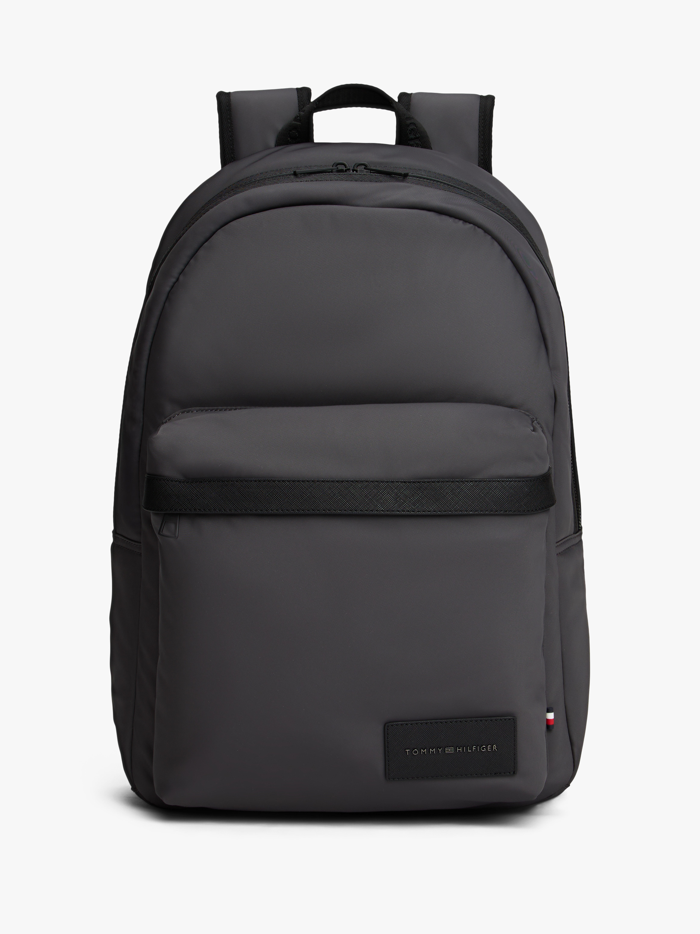 Textile Logo Patch Dome Backpack — GREY