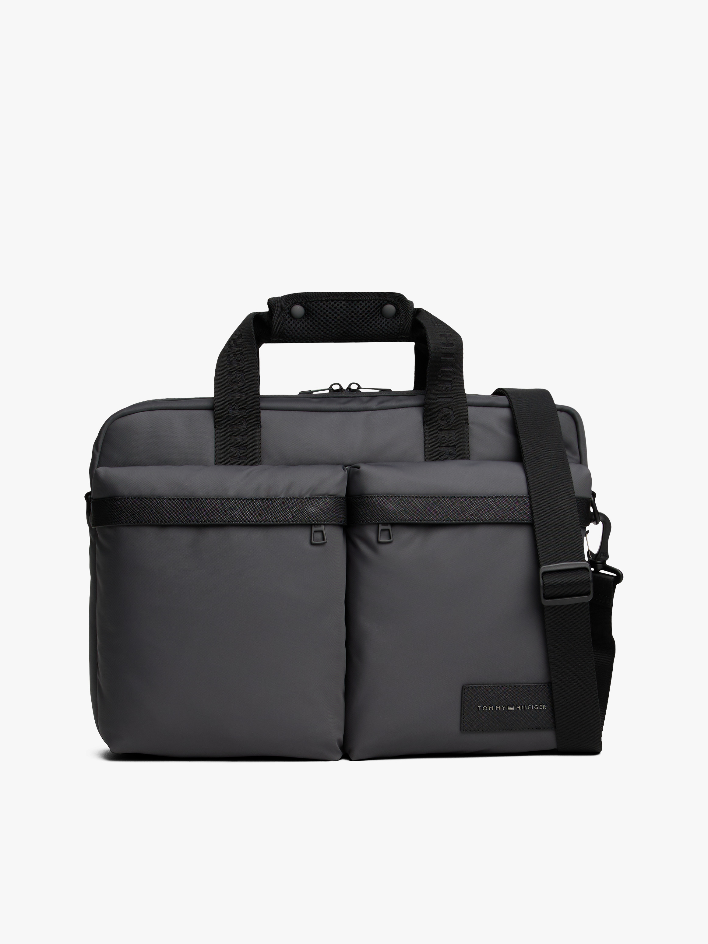 Textile Logo Patch Pocket Laptop Bag