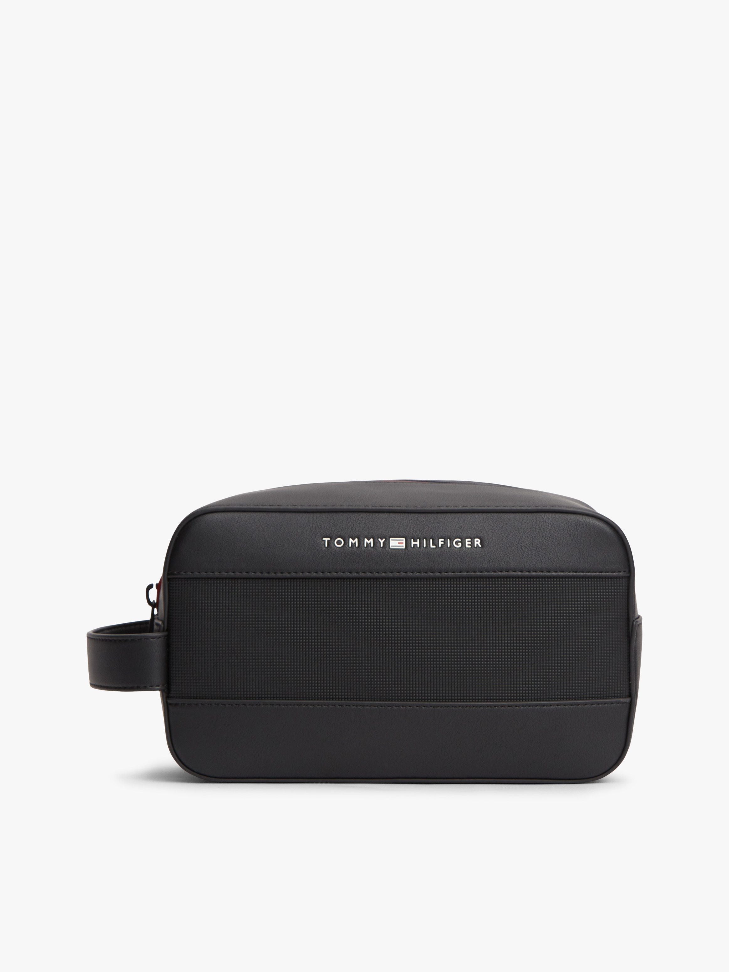 Metal Logo Mixed Texture Washbag