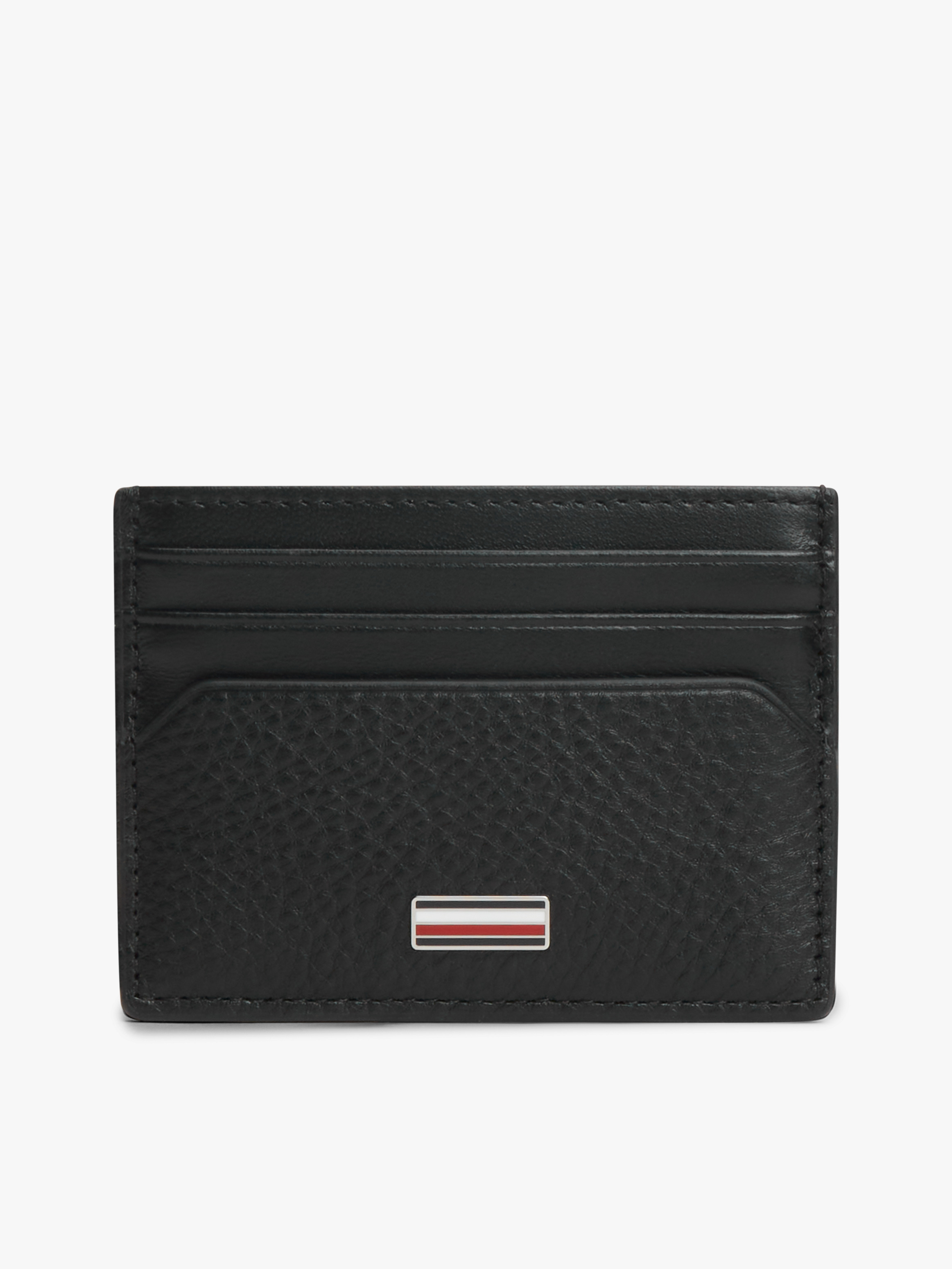Leather Signature Plaque Card Holder — Black