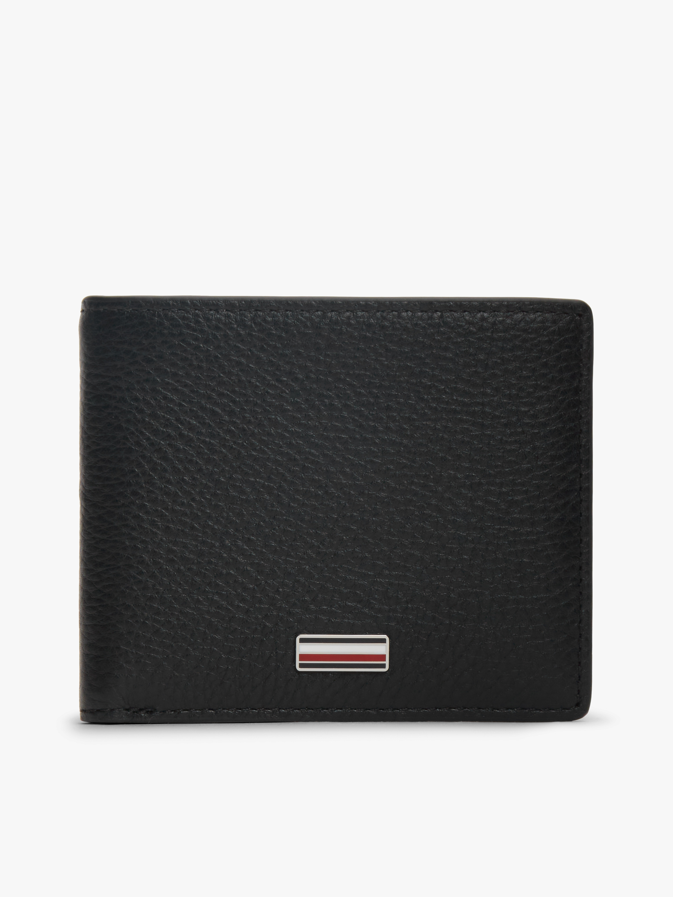 Leather Signature Plaque Bifold Wallet — Black