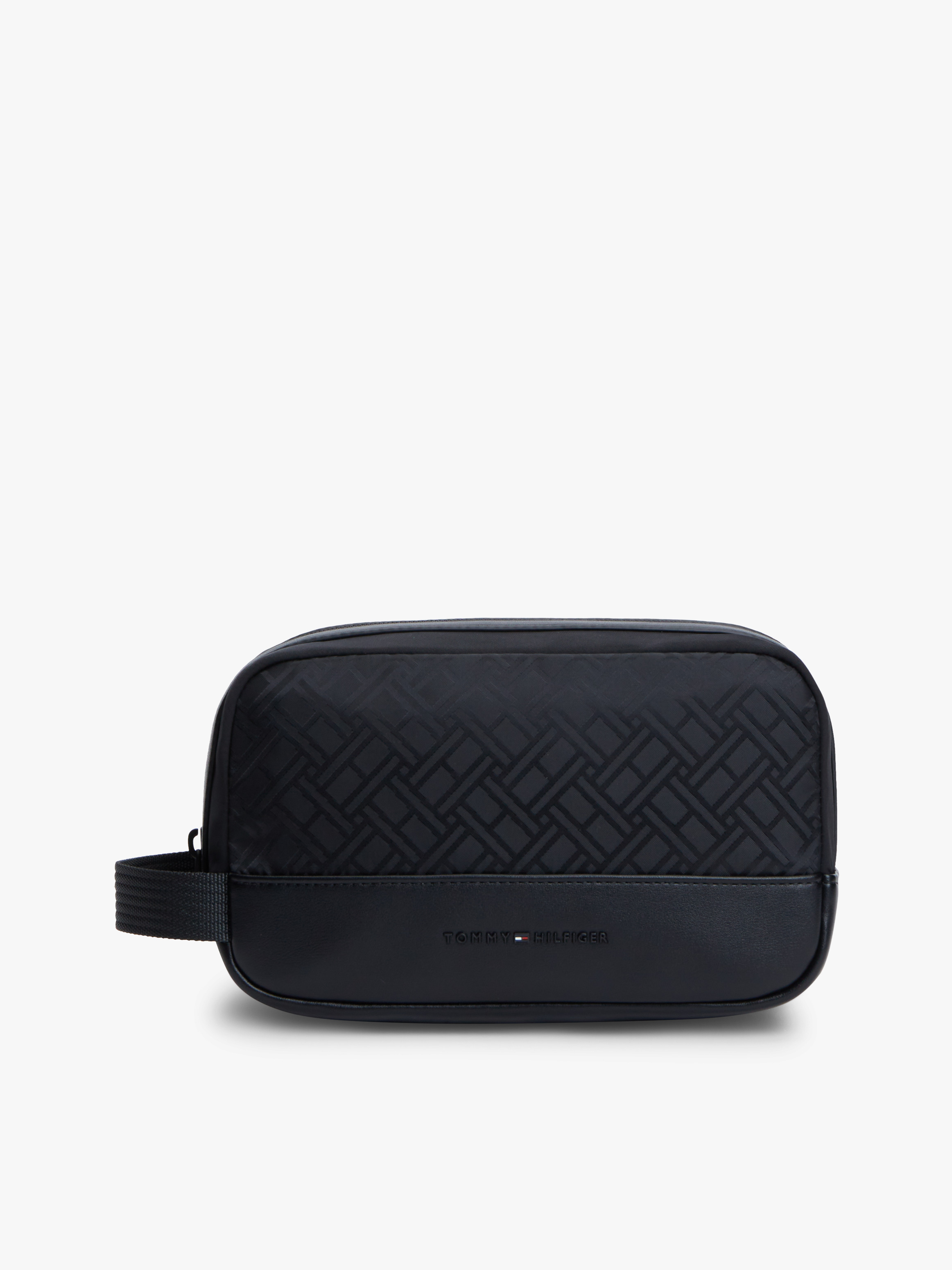 Logo Flag Jacquard Washbag — Black