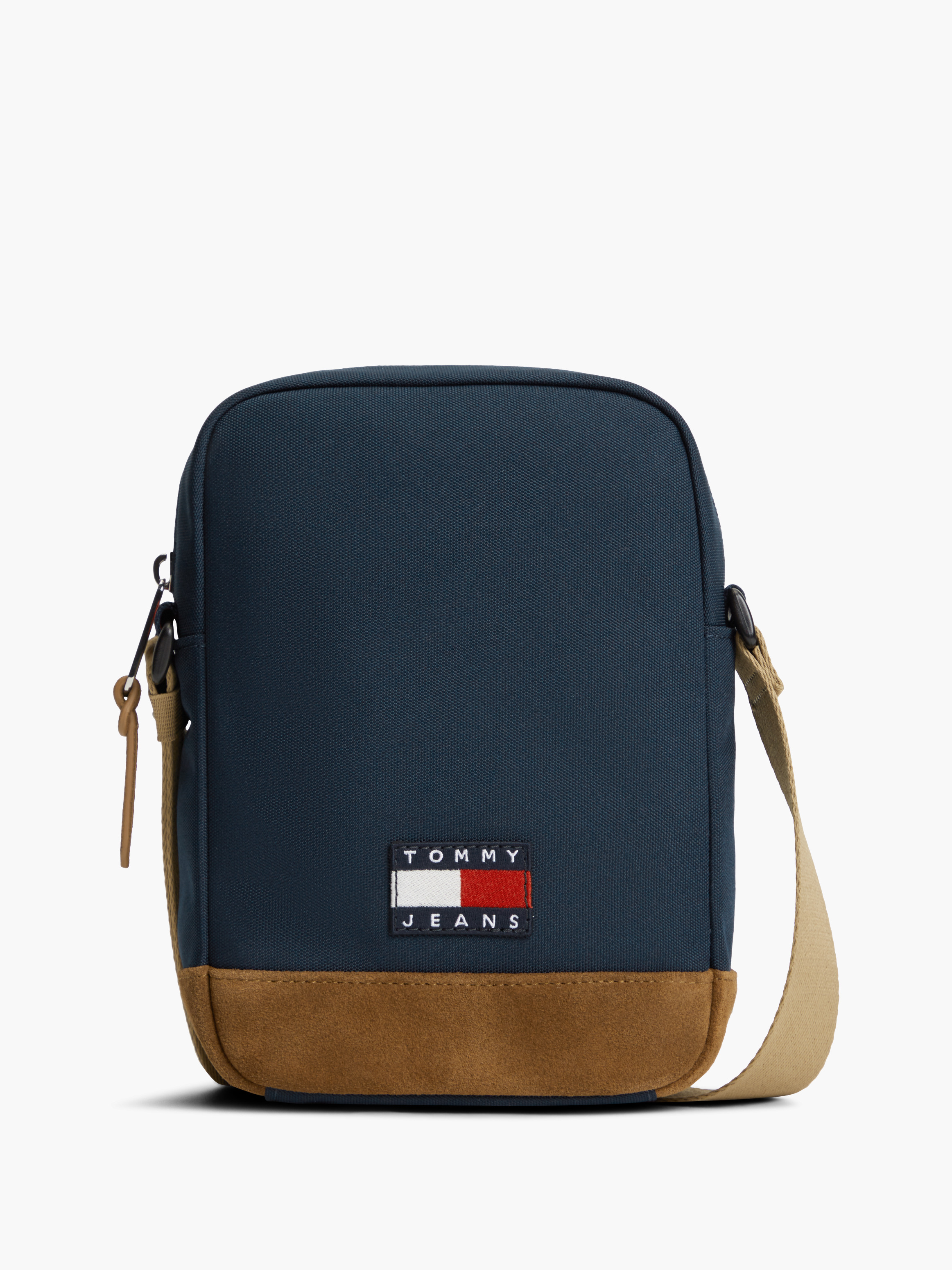Logo Colour-Blocked Crossbody Reporter Bag — Blue