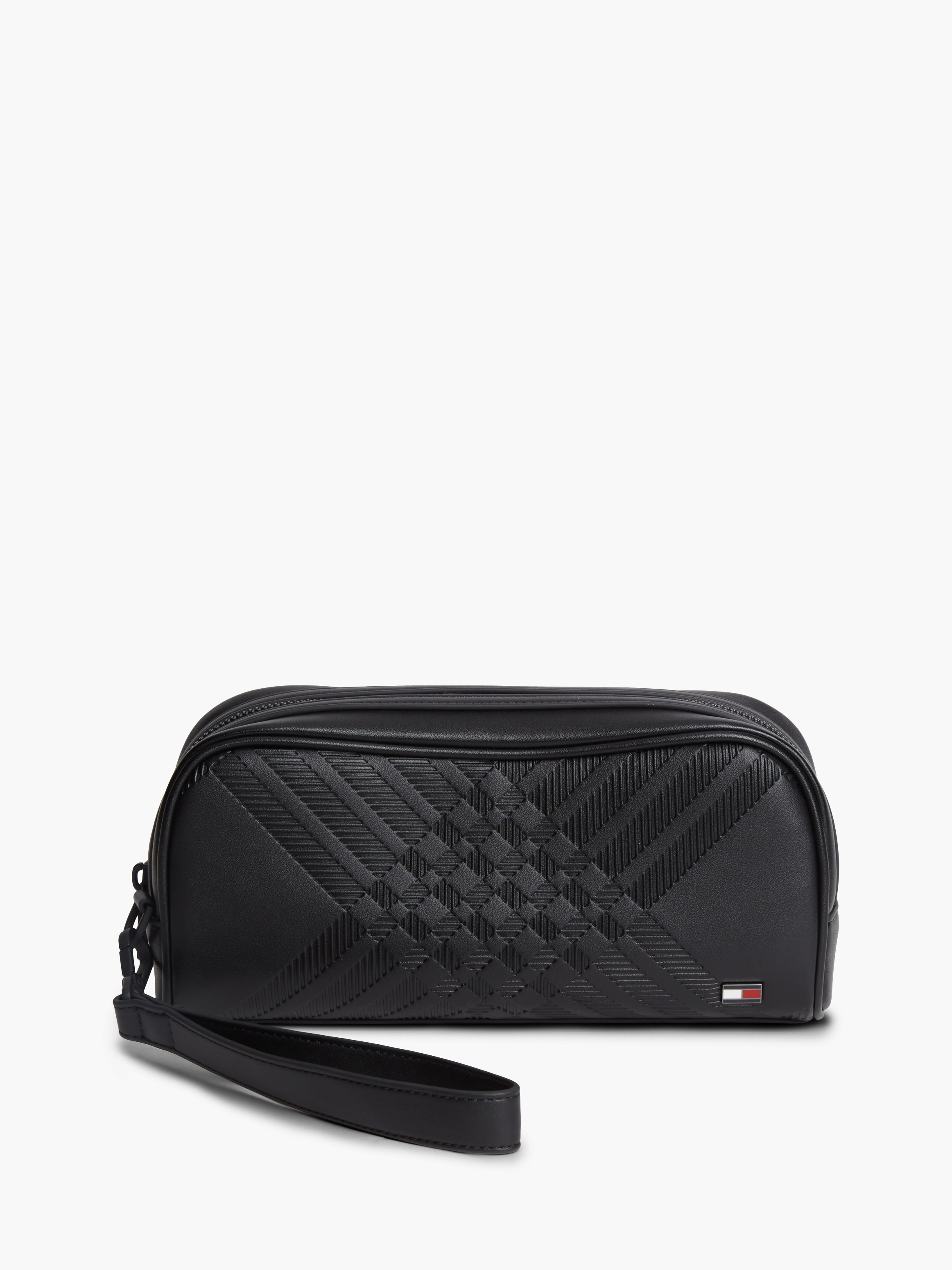 Corporate Embossed Check Washbag — Black