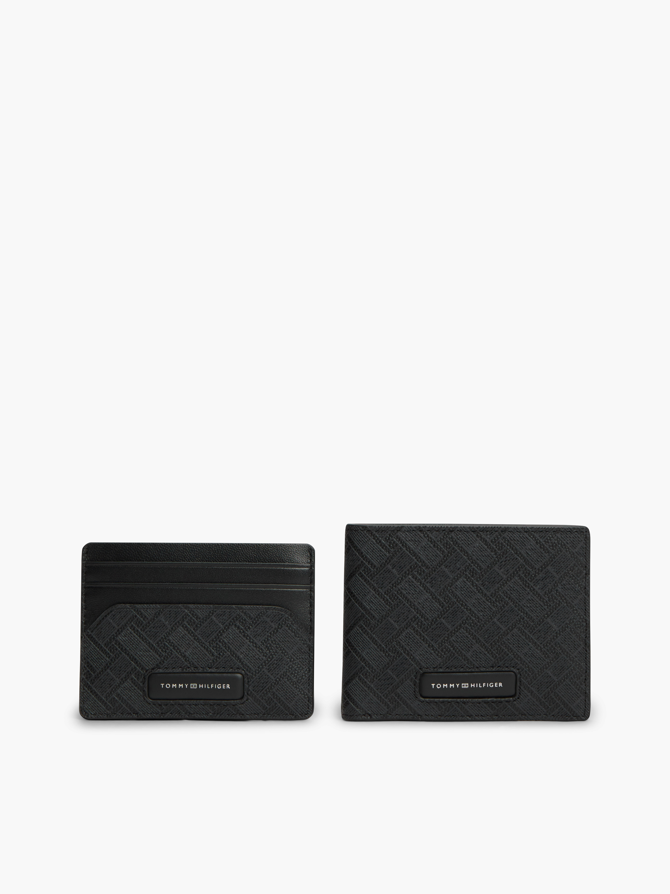 TH Monogram Leather Wallet and Card Holder Gift Box — BLACK
