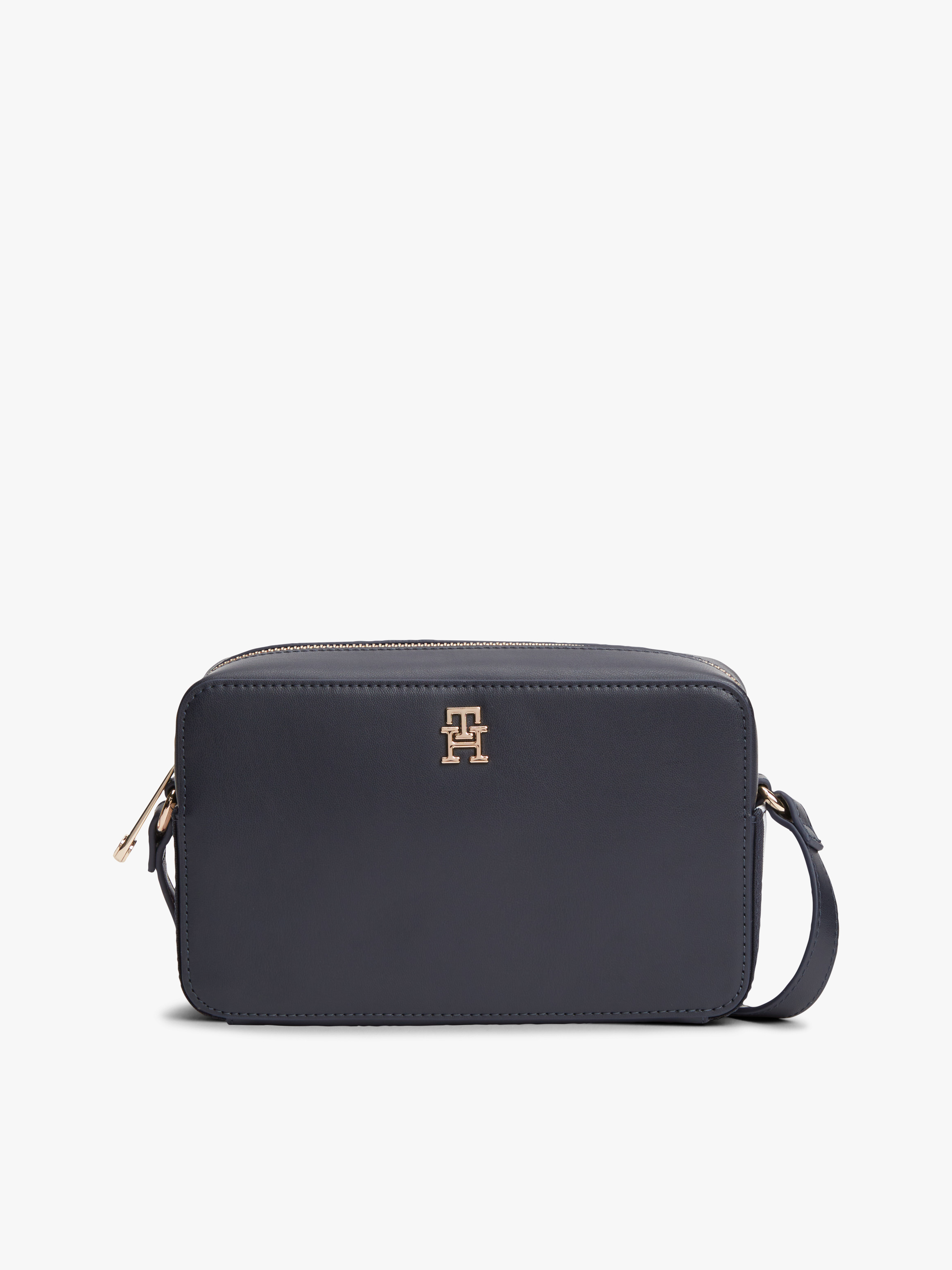 TH Monogram Plaque Crossbody Bag — Navy
