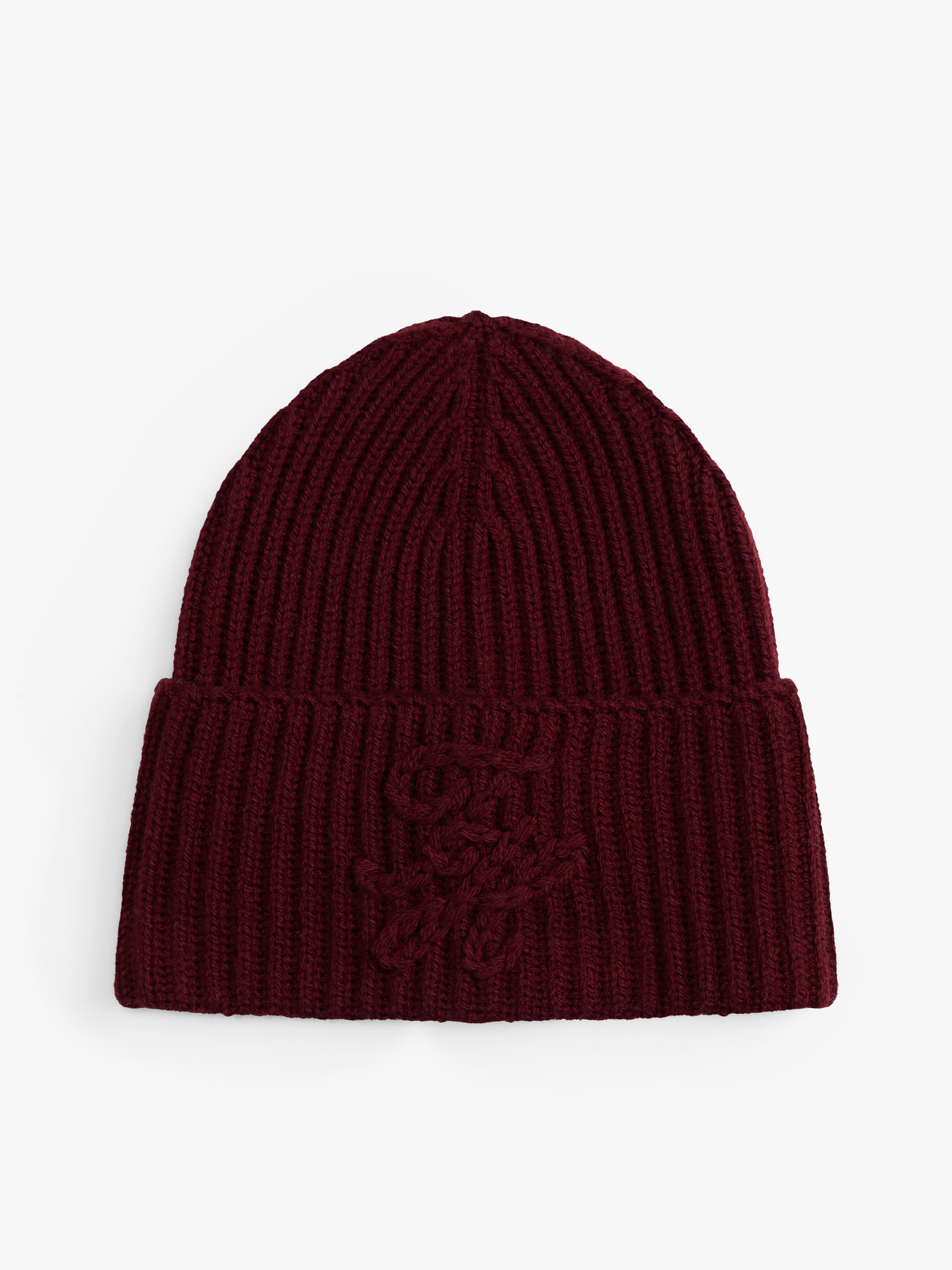 Tonal Logo Embroidery Beanie With Cashmere — Maroon