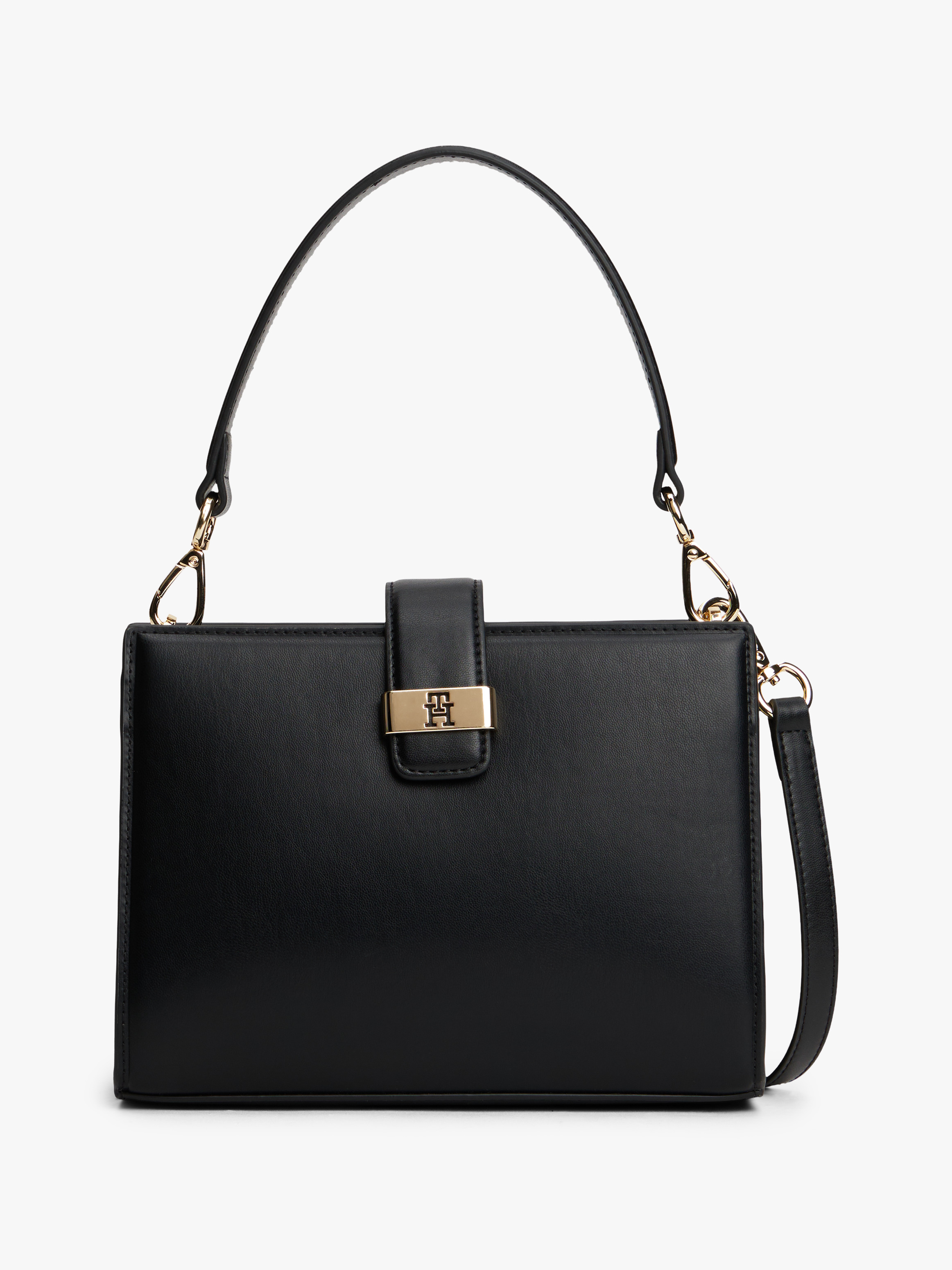 Heritage TH Monogram Plaque Satchel — Black