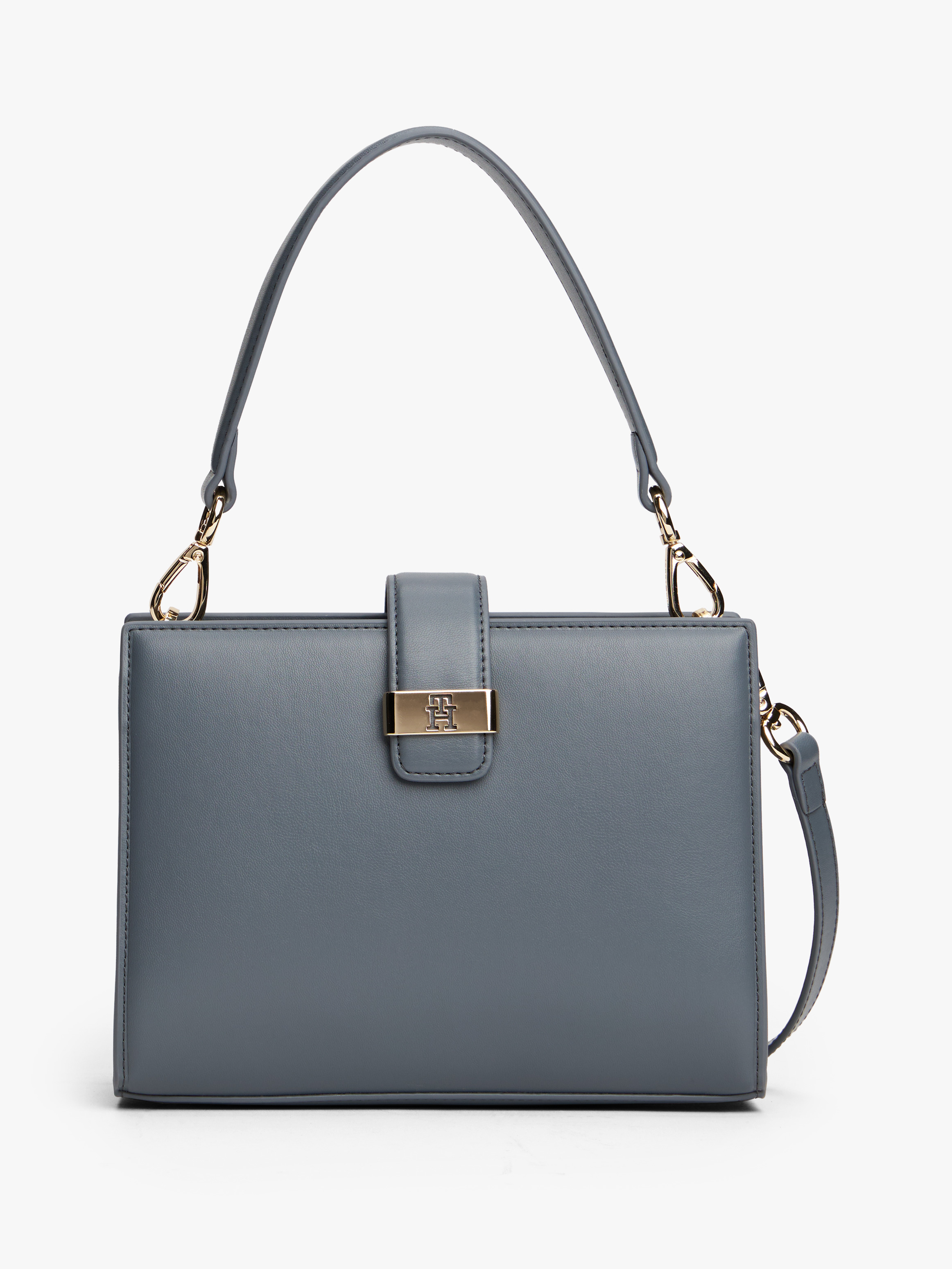 Heritage TH Monogram Plaque Satchel — Grey