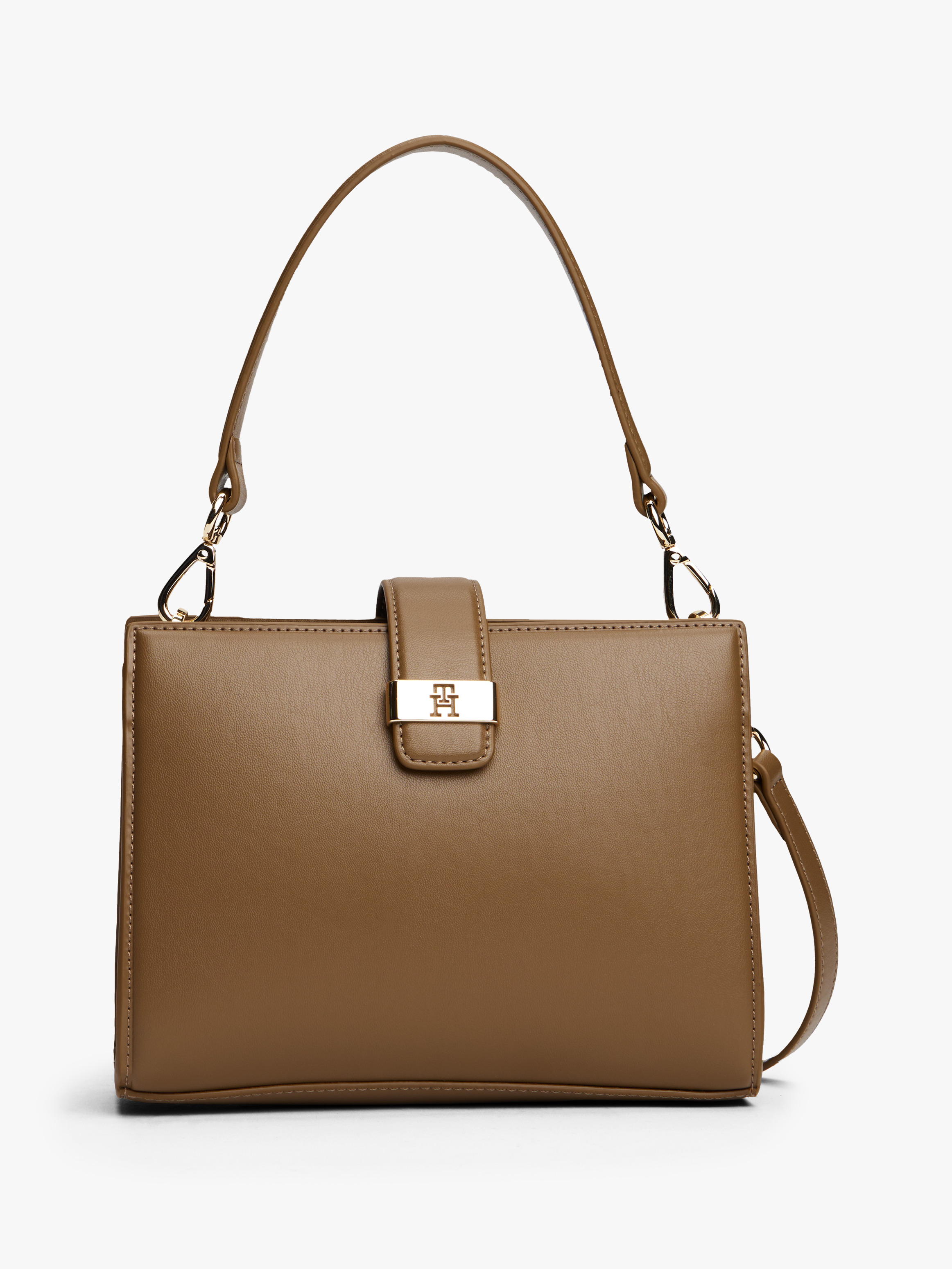 Heritage TH Monogram Plaque Satchel — Brown