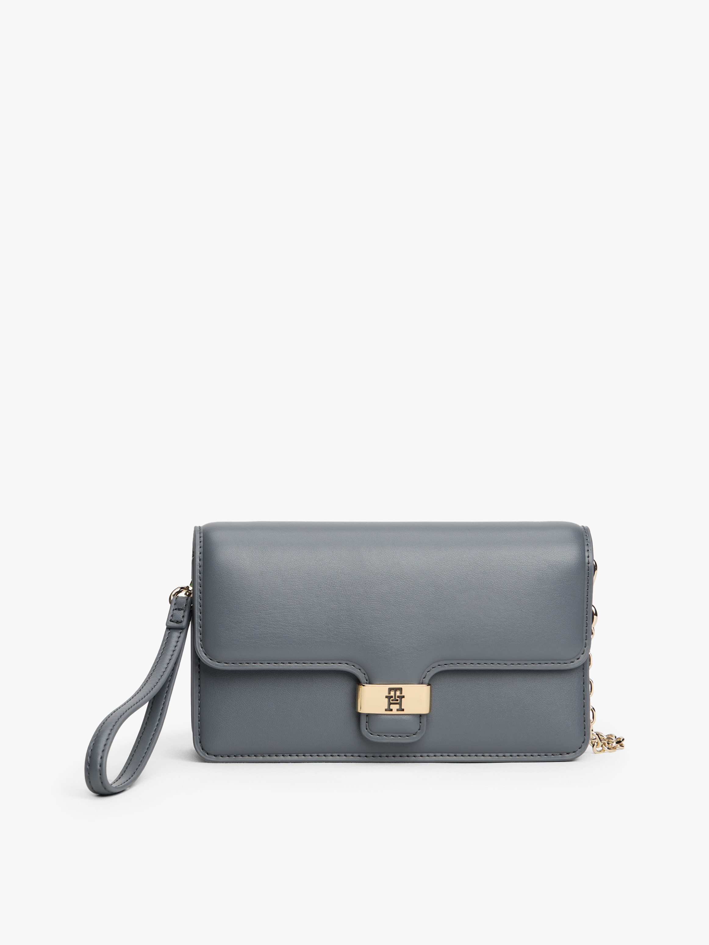 Heritage TH Monogram Plaque Clutch — GREY