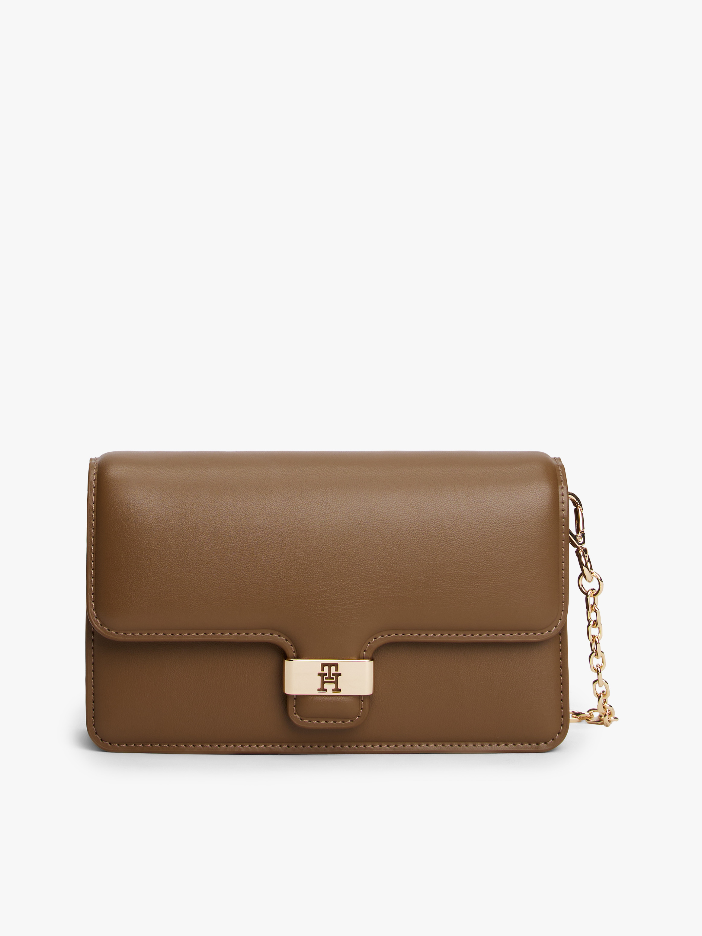 Heritage TH Monogram Plaque Clutch — Brown