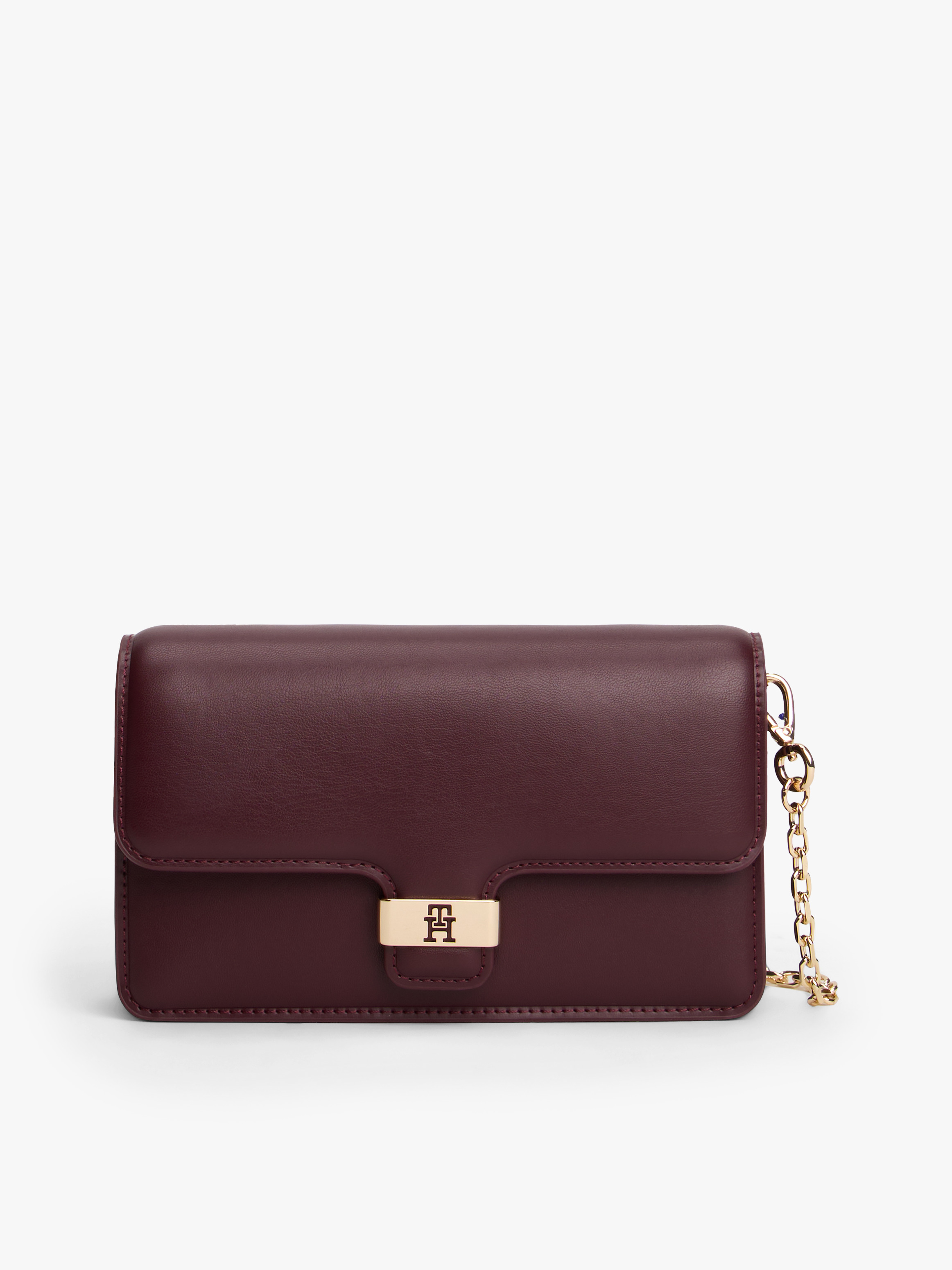 Heritage TH Monogram Plaque Clutch — BURGUNDY