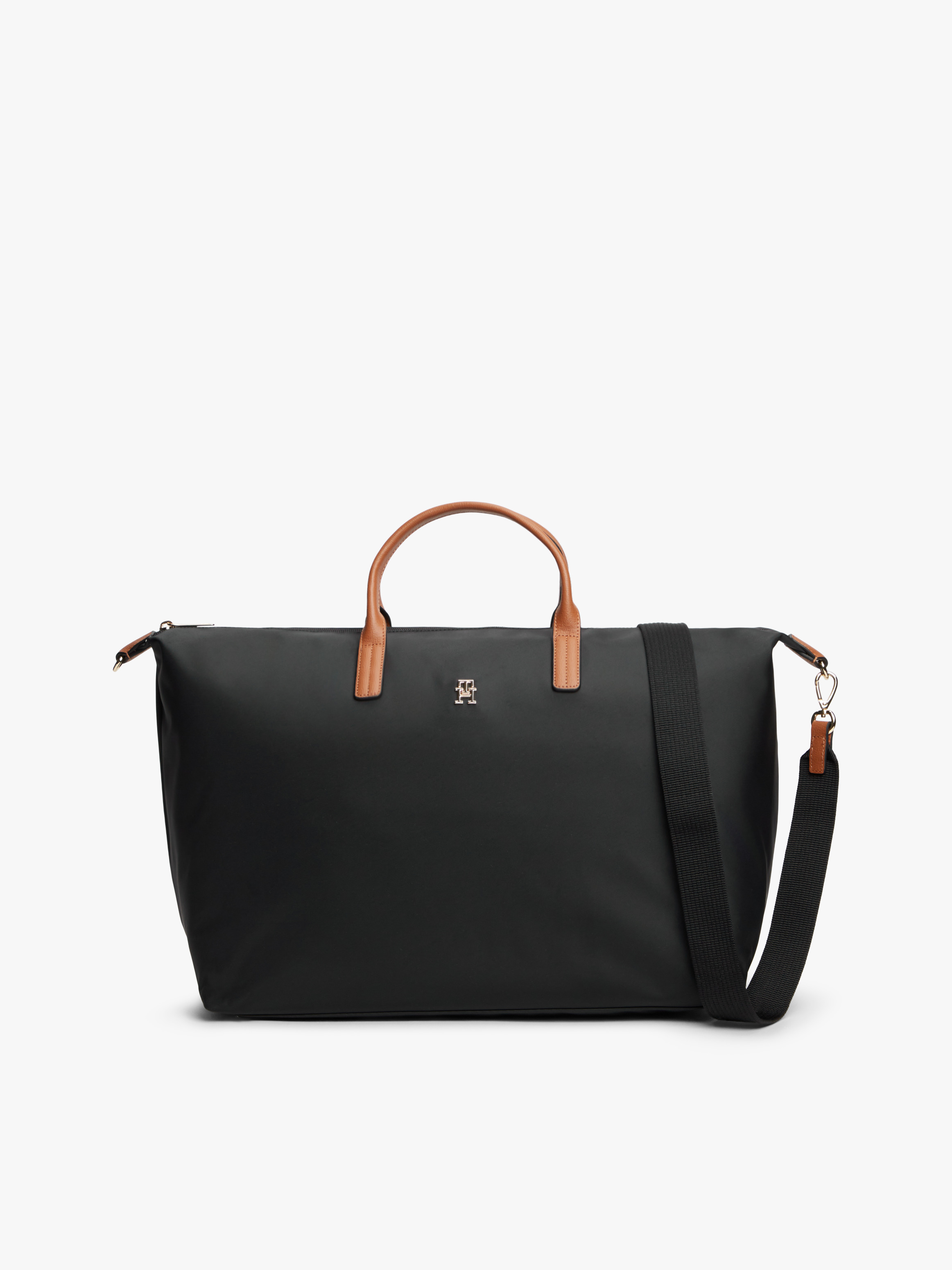 TH Monogram Weekender Bag with Leather — Black