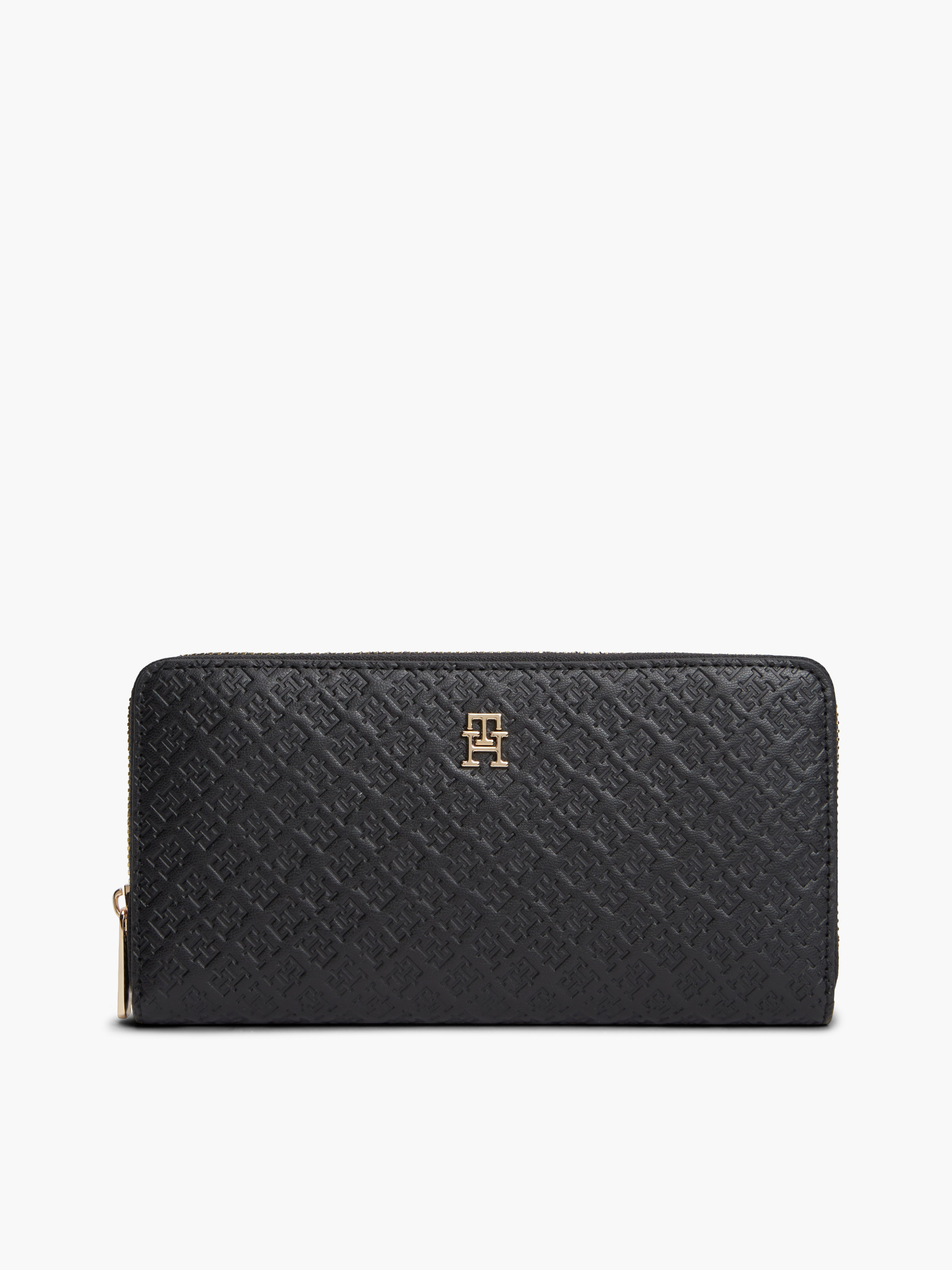 محفظة بسحاب كامل مزخرفة بنقش شعار Hilfiger Icon بارز