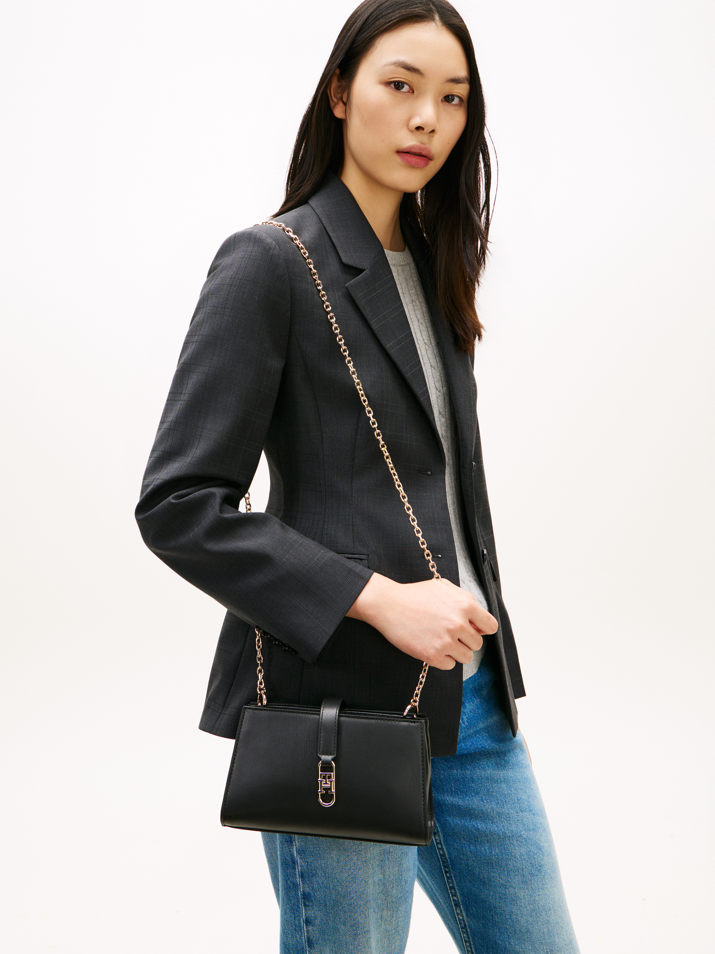 TH Monogram Chain Strap Crossover Bag