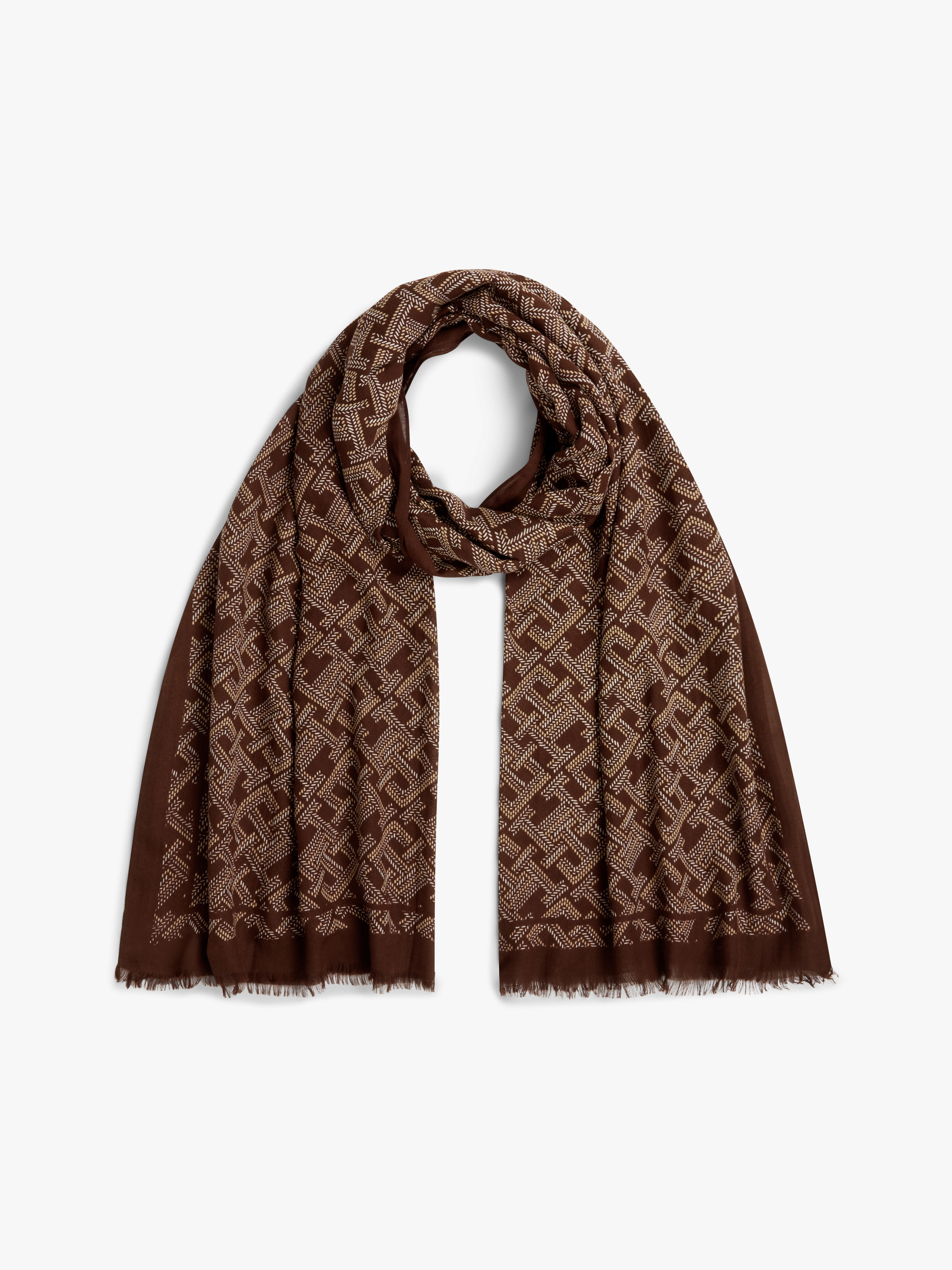 TH Monogram Scarf — Brown
