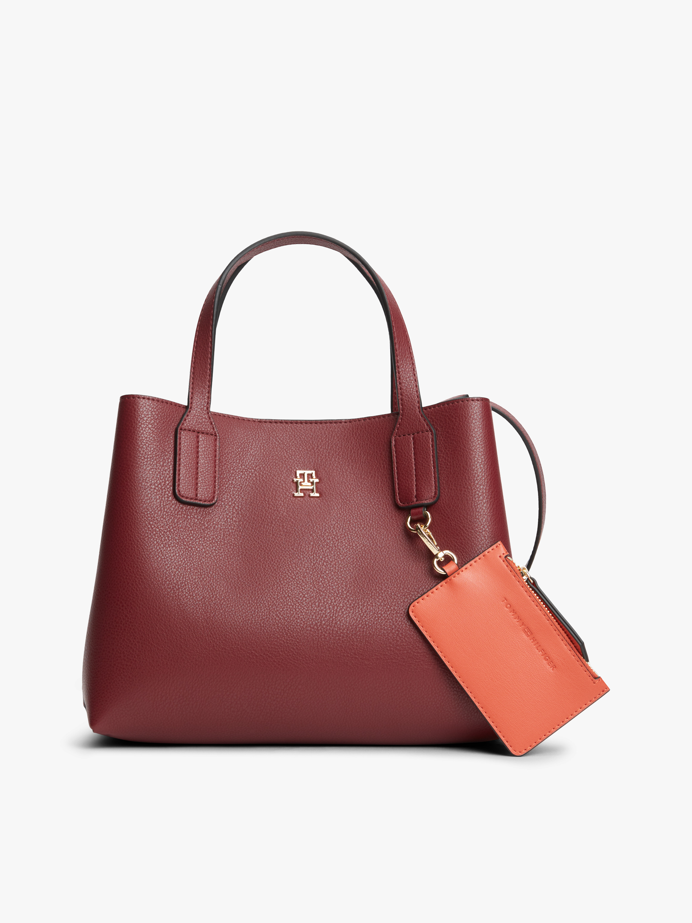 Hilfiger Icon TH Monogram Crossbody Satchel — Maroon