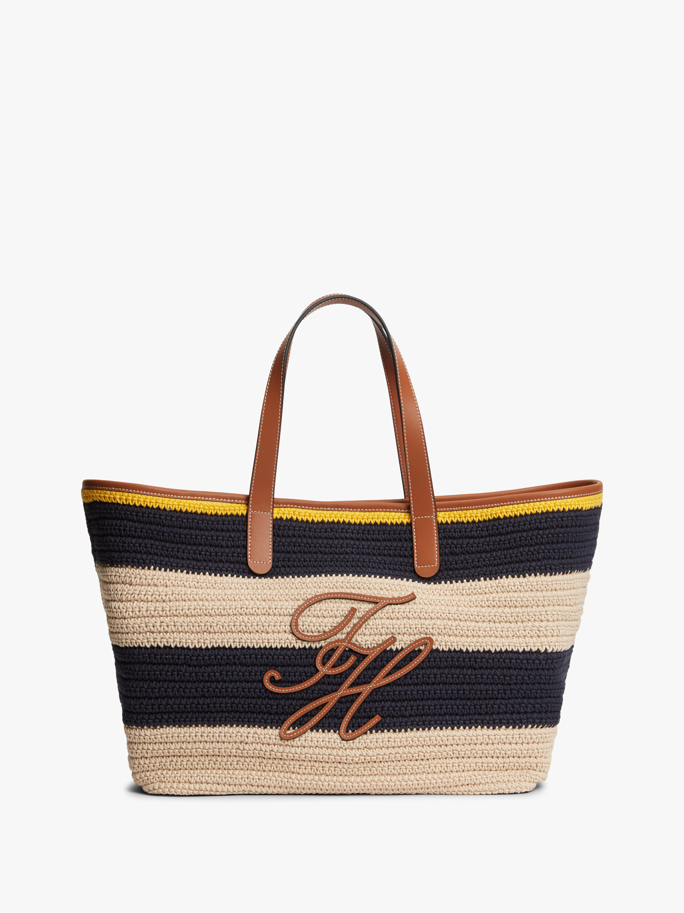Woven Stripe Logo Appliqué Tote Bag