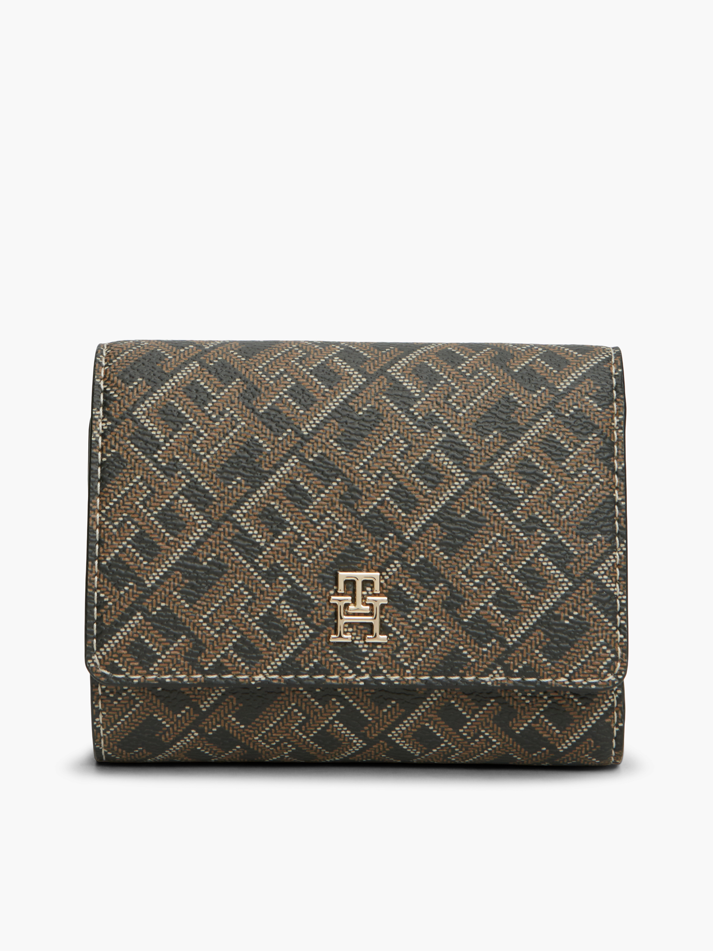Hilfiger Icon Print Trifold Wallet — BLACK