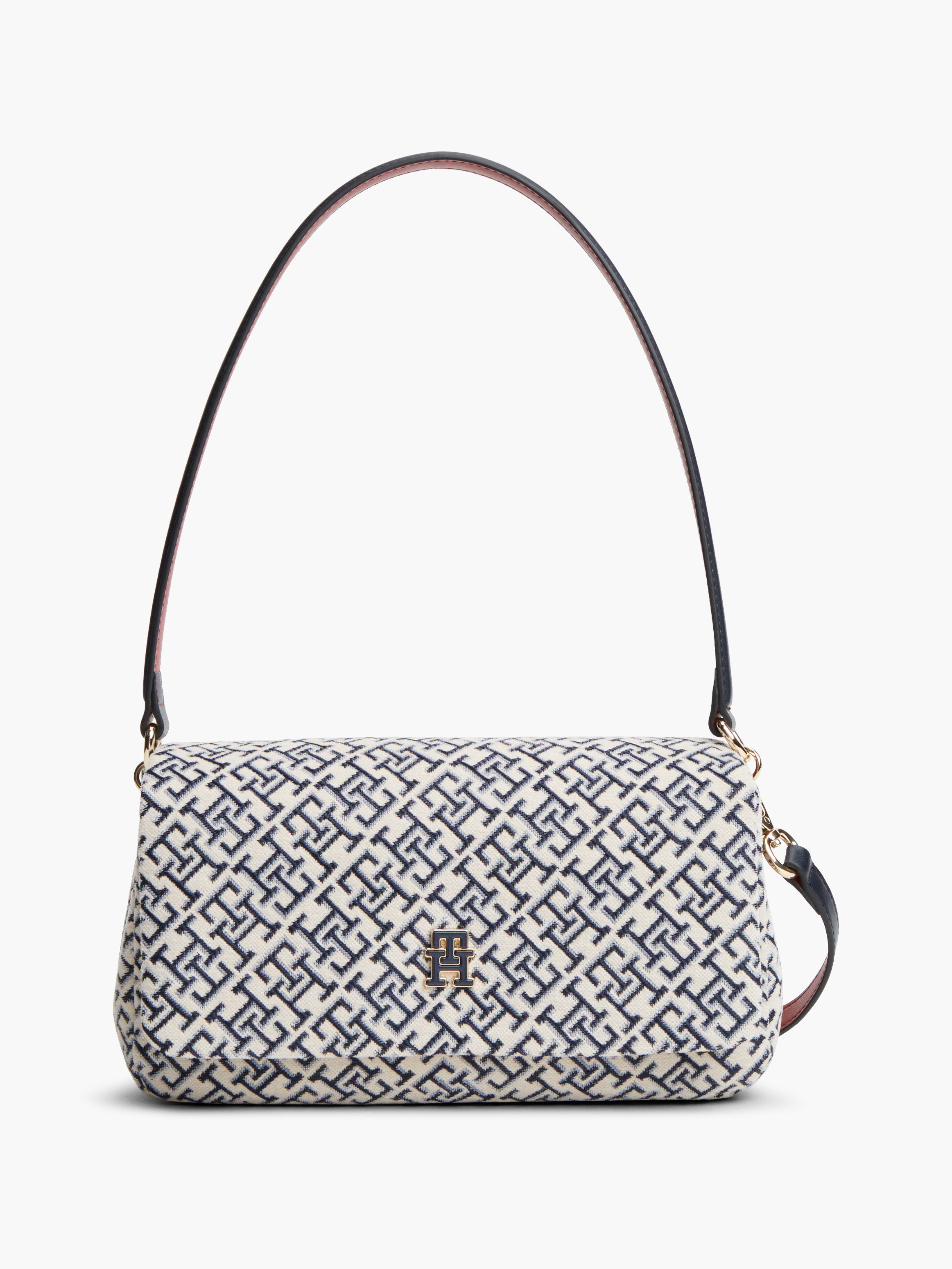 TH Monogram Jacquard Convertible Crossbody Bag — Navy