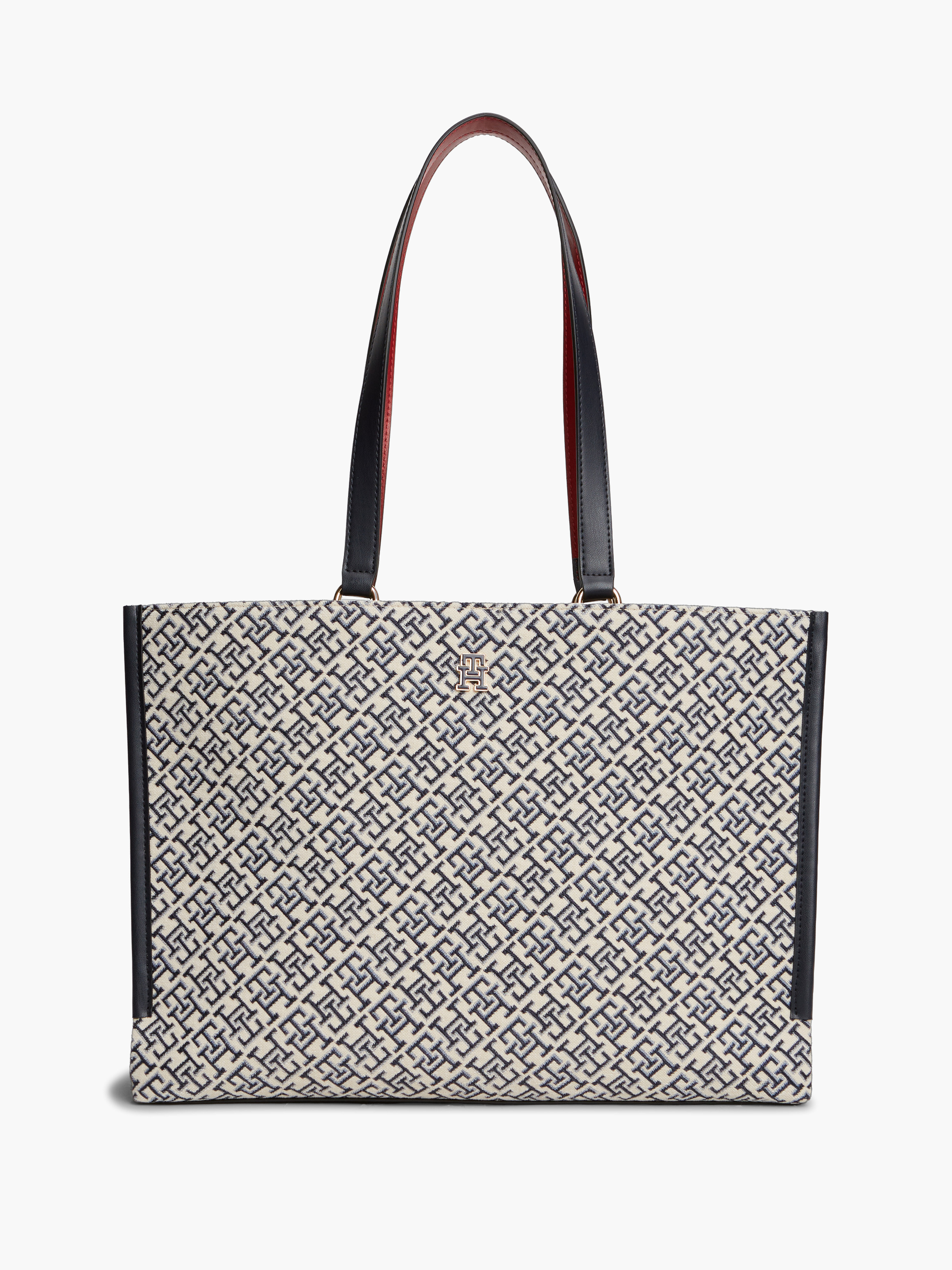 TH Monogram Jacquard Tote Bag — Navy