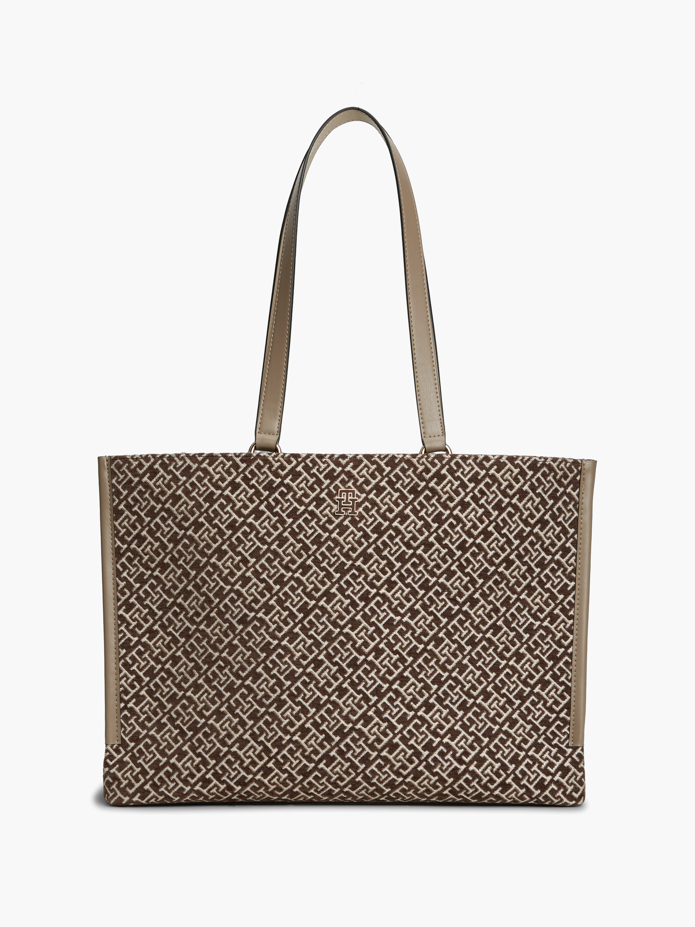 TH Monogram Jacquard Tote Bag — Beige