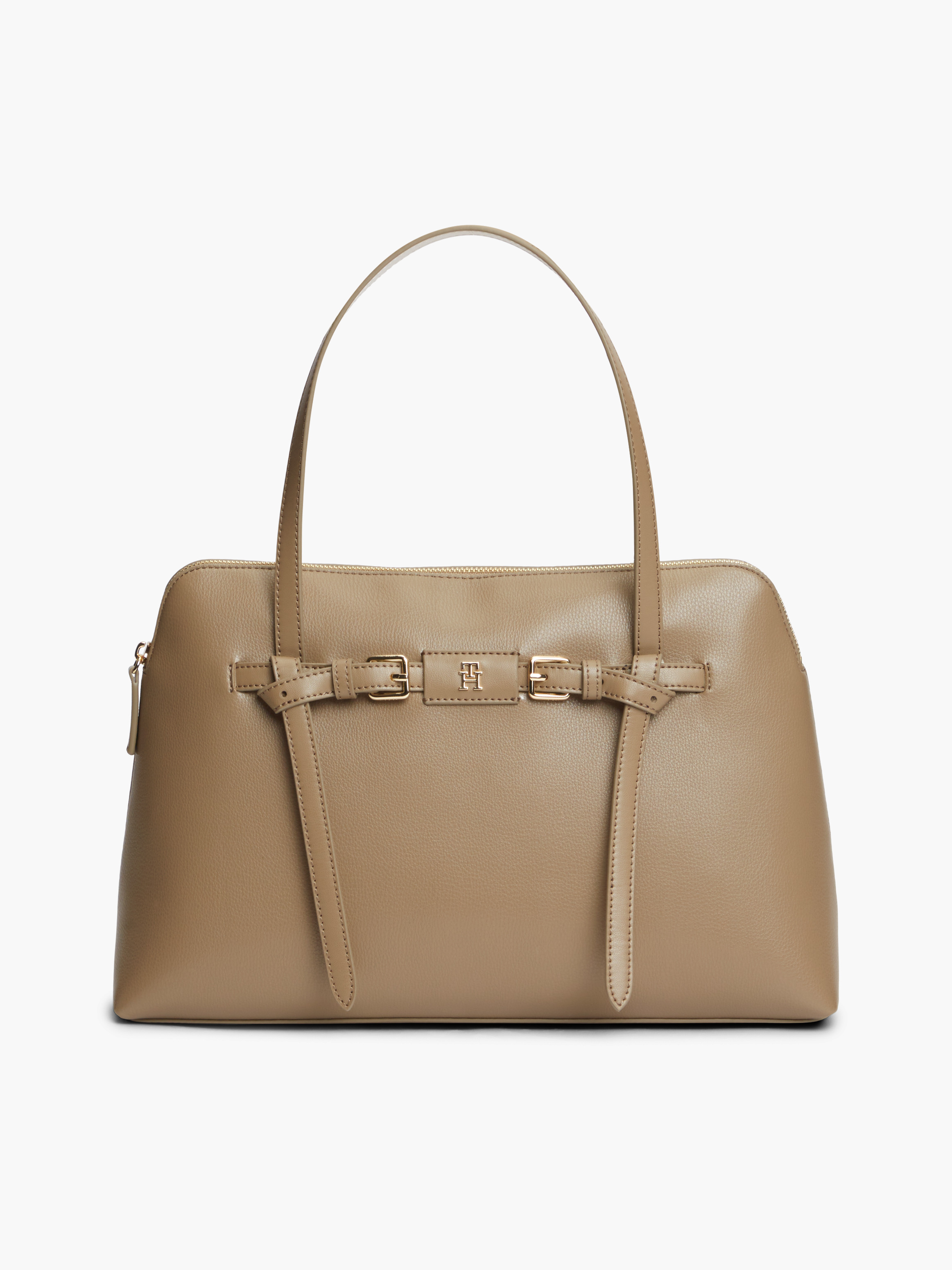 Buckle Strap Tote Bag — Beige
