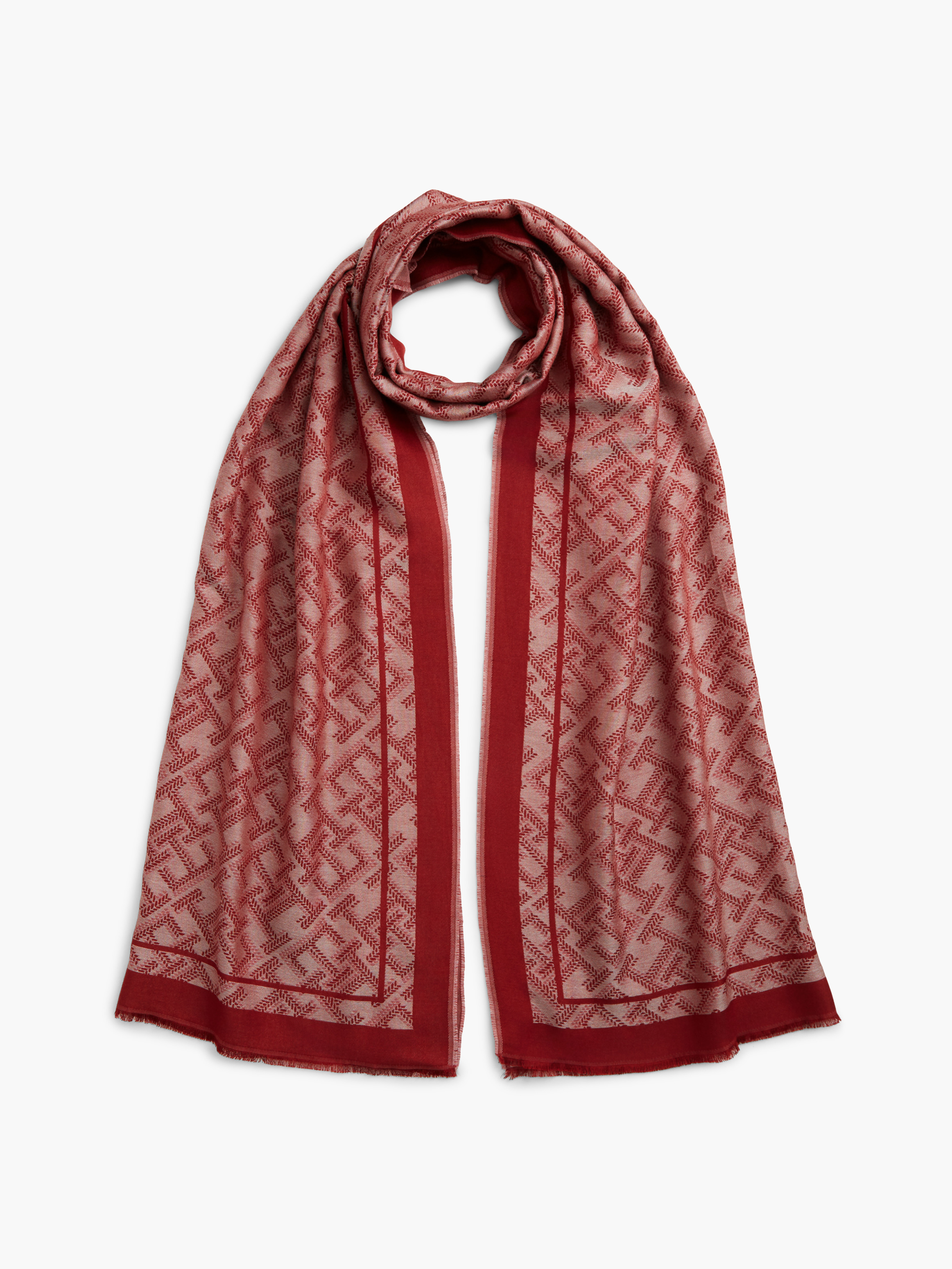TH Monogram Jacquard Scarf — Rust
