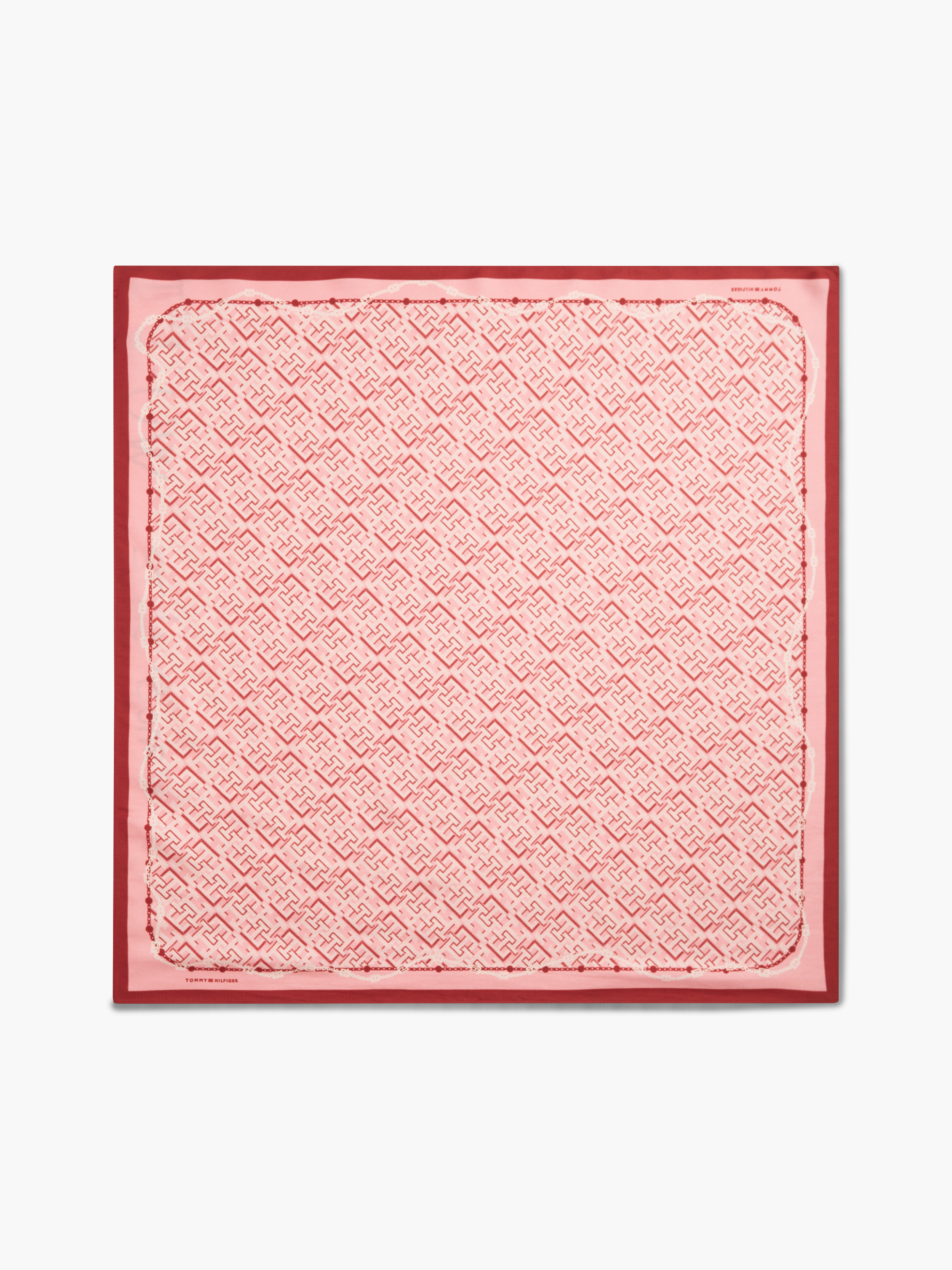 TH Monogram Pure Silk Square — RED