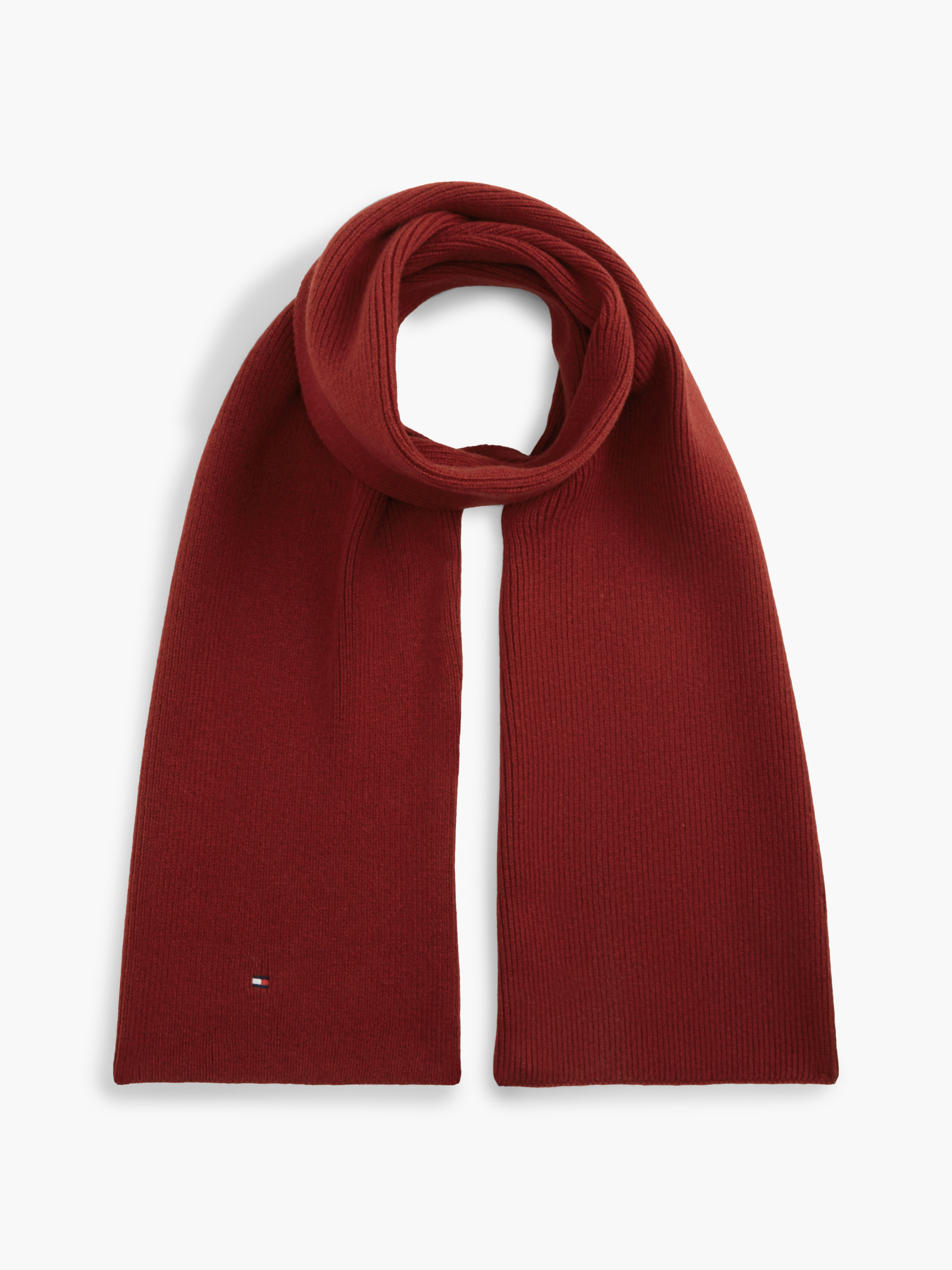 Hilfiger Flag Knit Scarf With Wool — Maroon