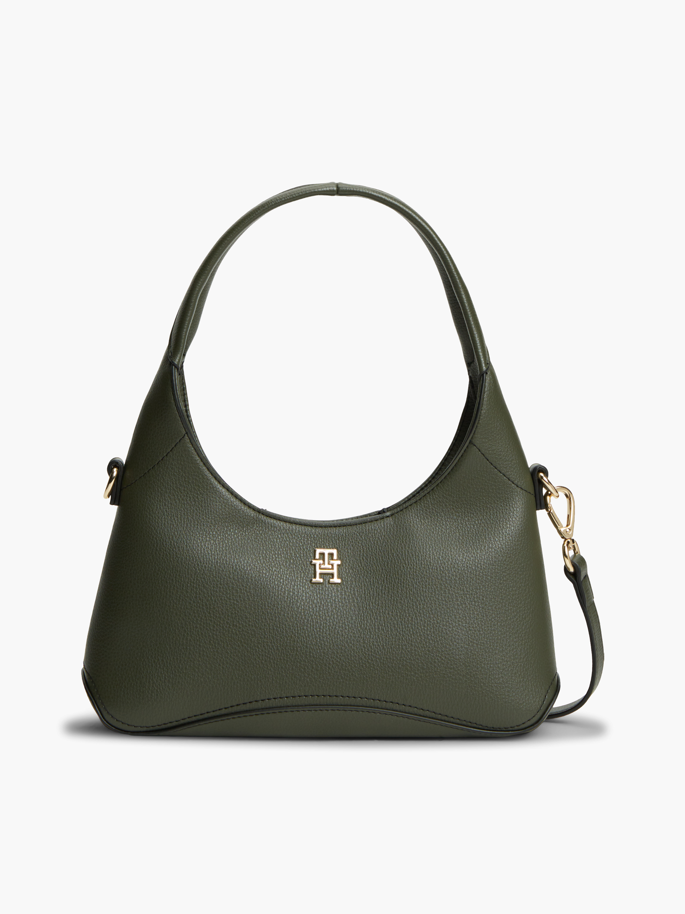 TH Monogram Plaque Crossbody Hobo Bag — Olive