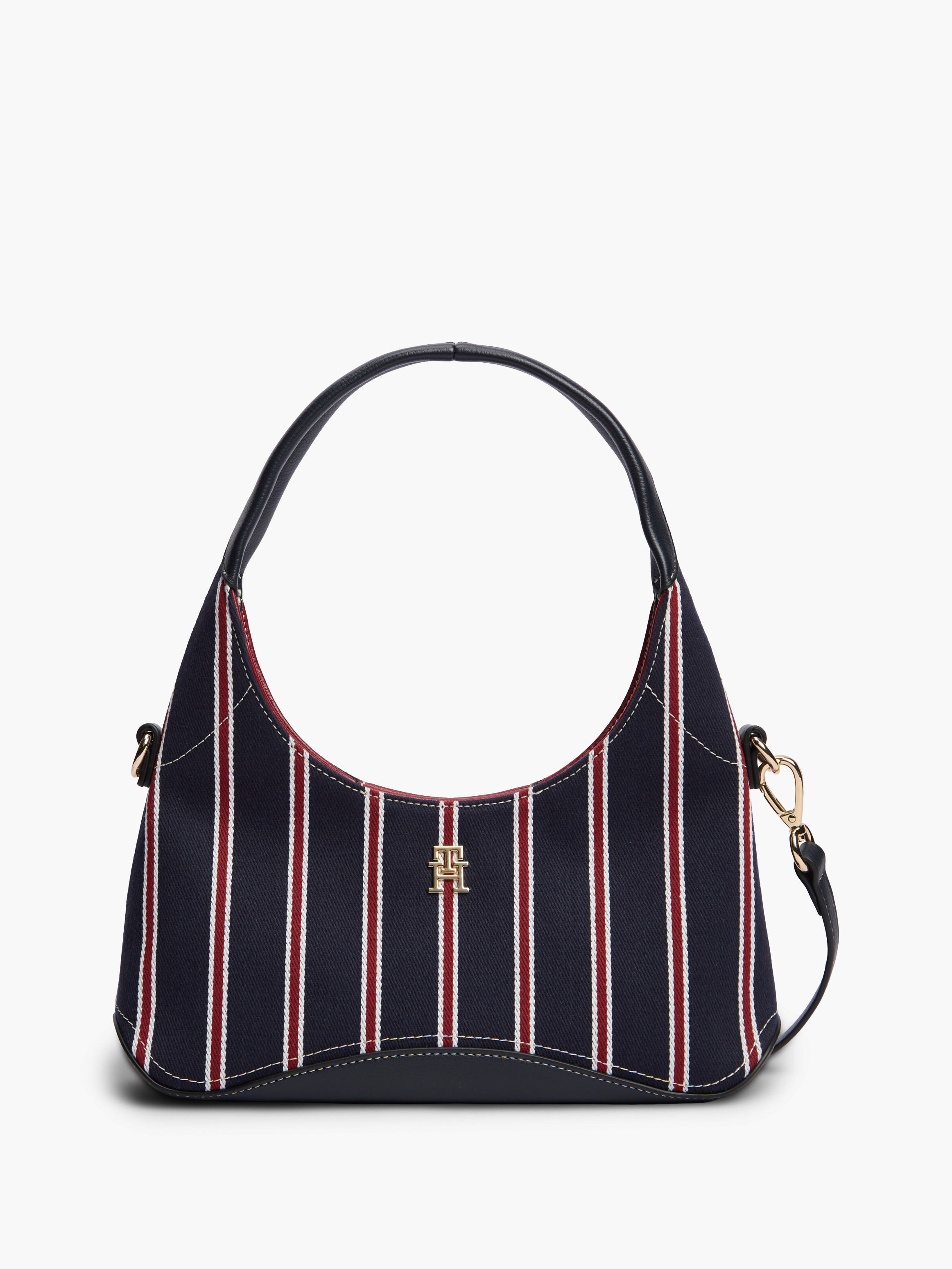 Global Stripe TH Monogram Hobo Bag — Navy