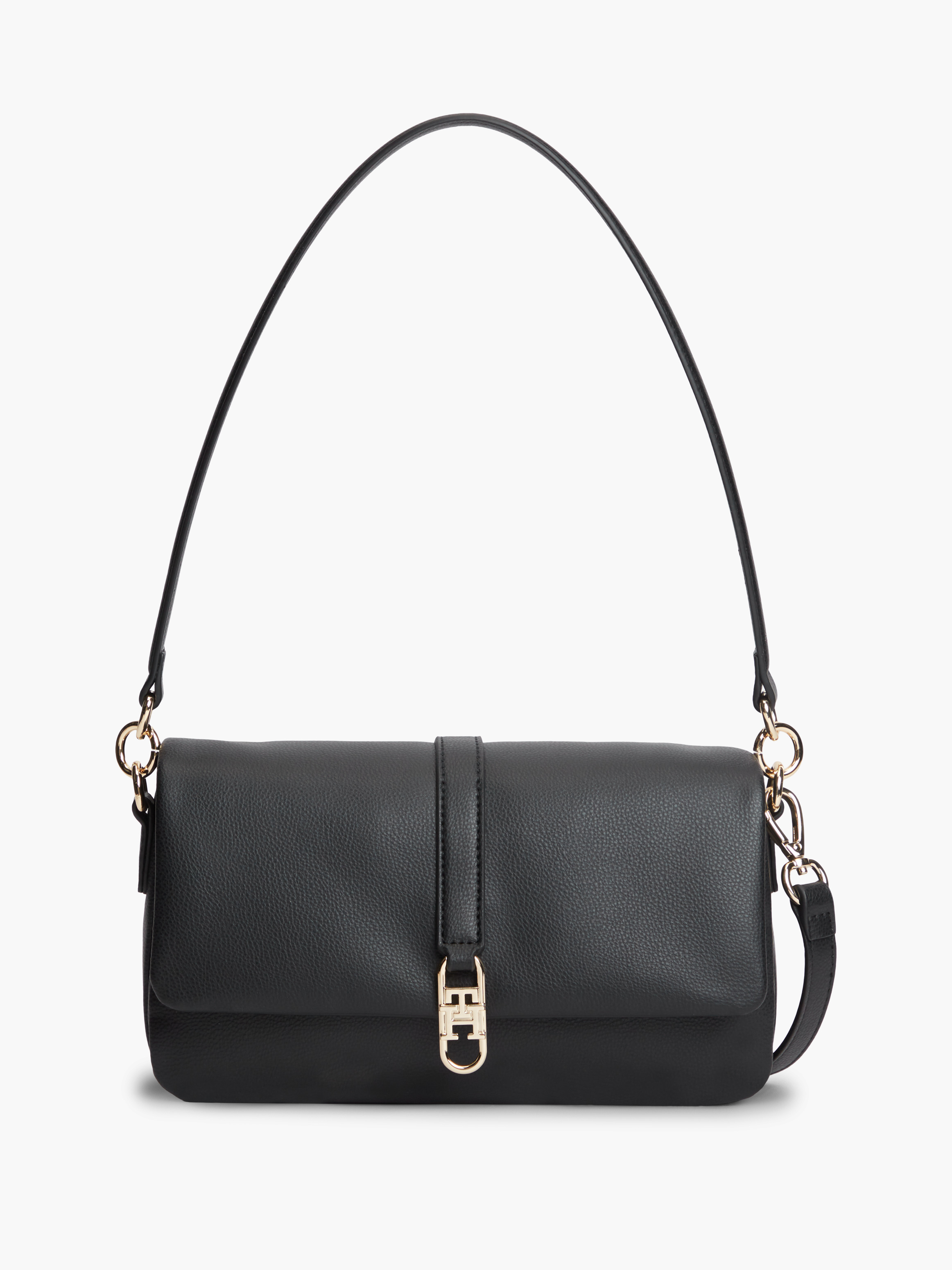 TH Monogram Convertible Crossbody Bag — BLACK