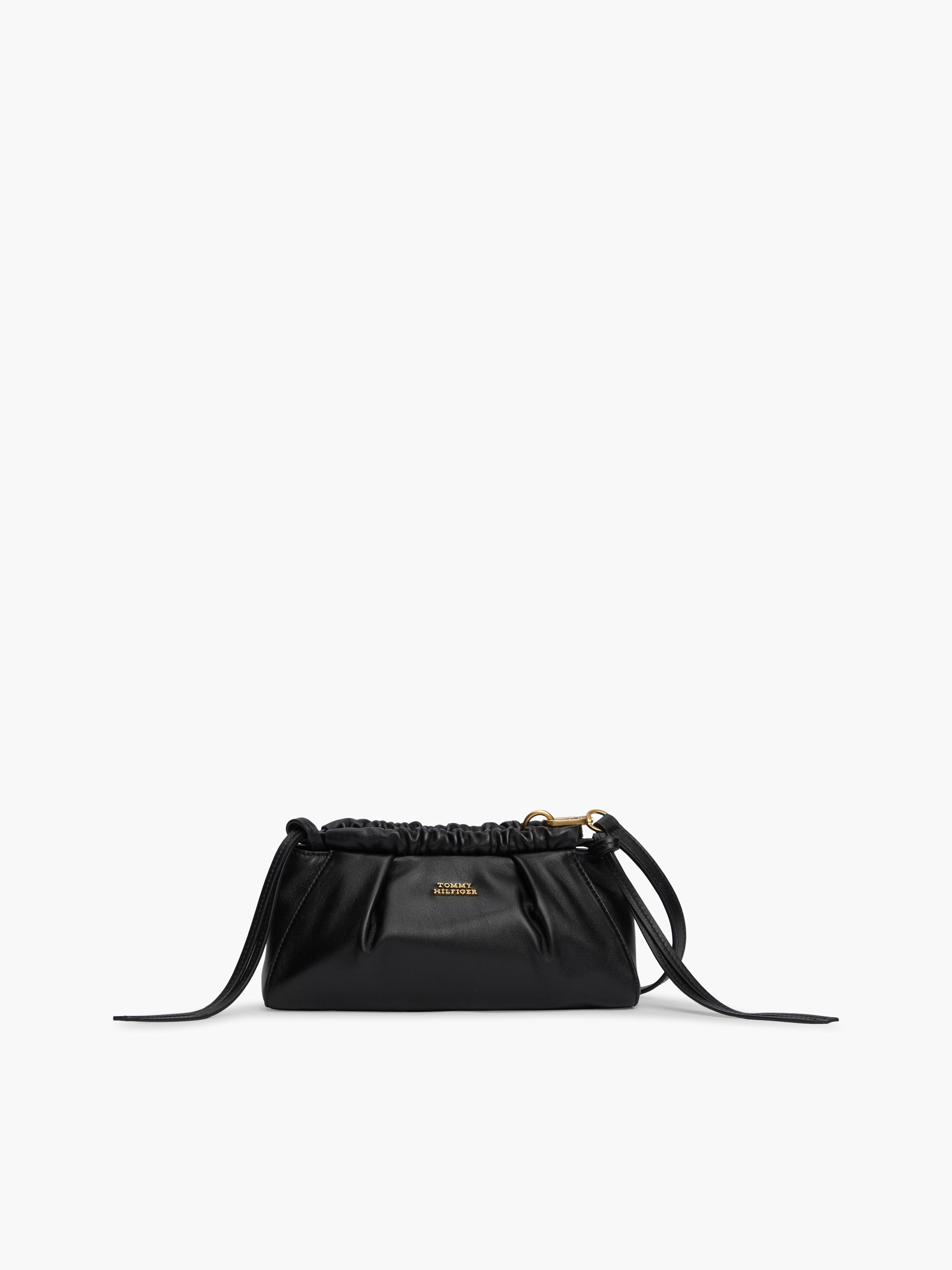 Soft Leather Logo Crossbody Bag — BLACK