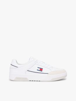 Leather Mixed Texture Cupsole Trainers