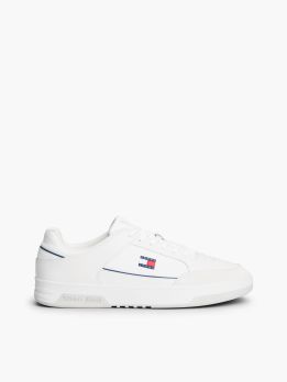 Leather Mixed Texture Basketball Trainers