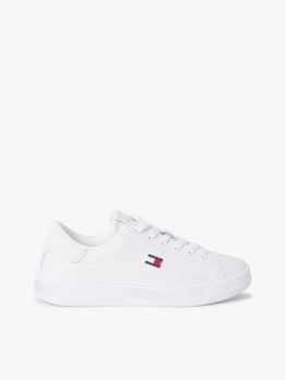 Debossed Logo Cupsole Trainers with Leather