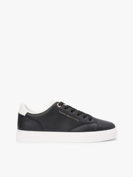 Leather Metallic Logo Cupsole Trainers