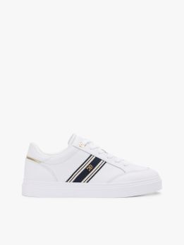 Leather Webbing Strap Cupsole Trainers
