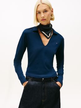 Slim Fit Long Sleeve Polo T-Shirt