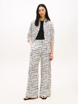 Relaxed Wide Leg Pure Linen Trousers
