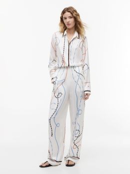 Rope Print Relaxed Straight Trousers